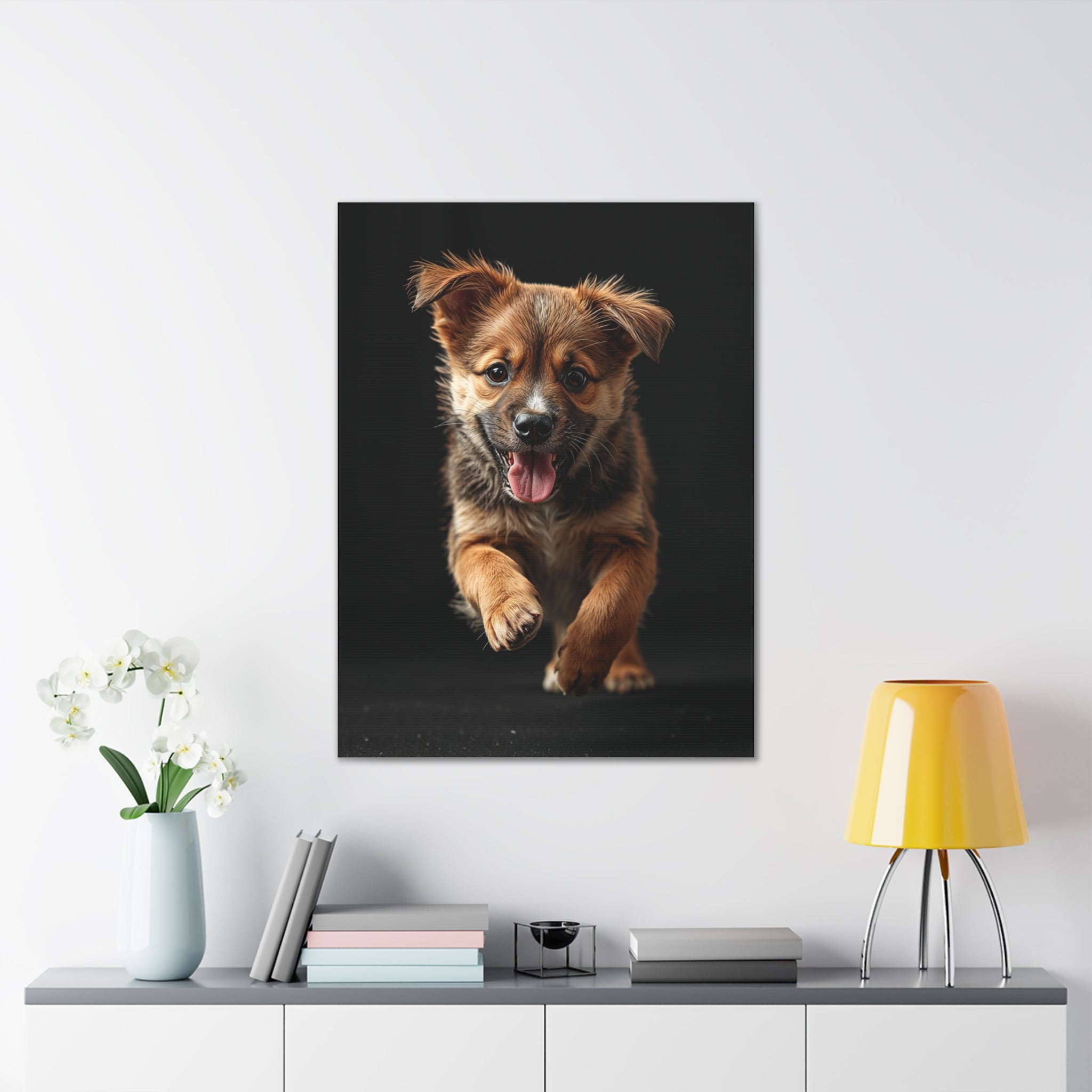 Running Puppy Canvas | Stretched Wall Art, gift for dog lovers