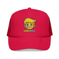 Casquette trucker satirique pop art, personnage de dessin animé, visage de blonde en pleurs | Casquette trucker en mousse brodée
