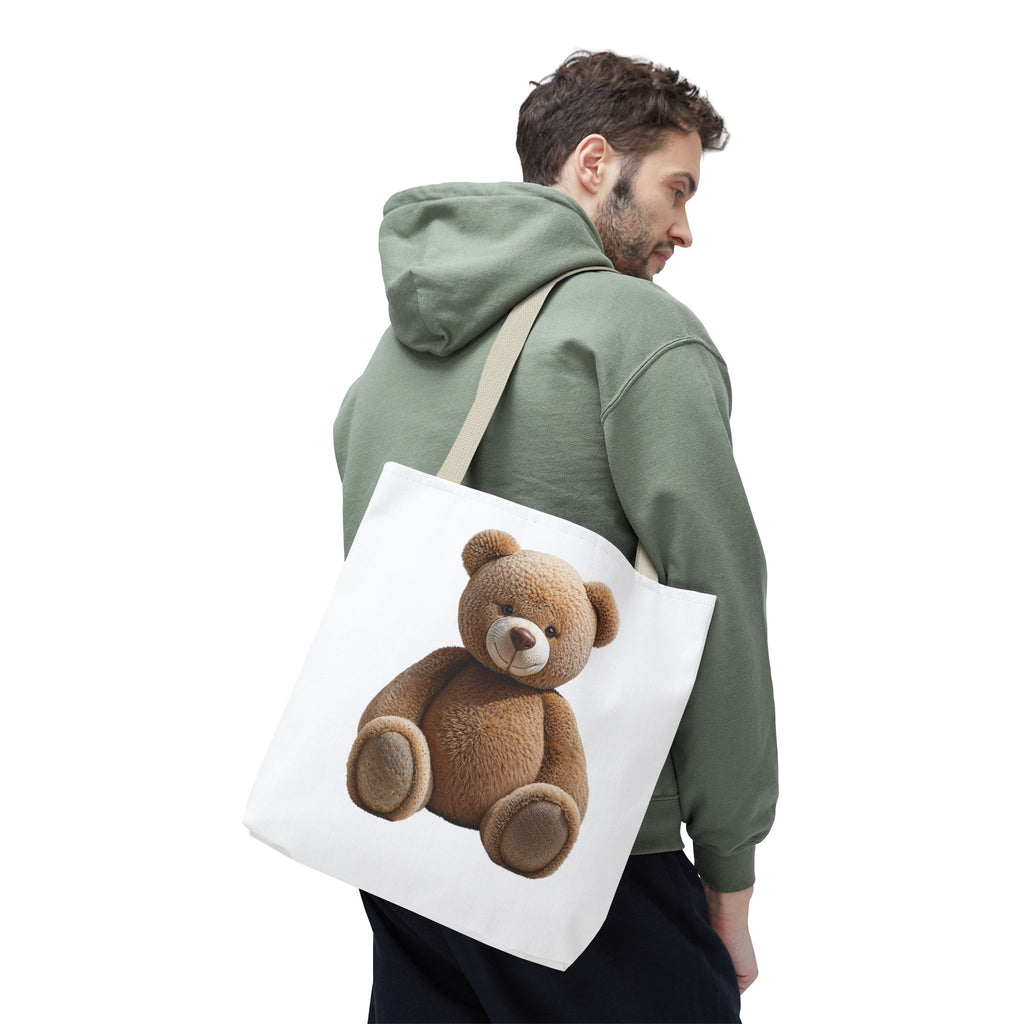 Sac fourre-tout mignon ours en peluche et chaton – Sac fourre-tout à imprimé animal mignon pour faire les courses et au quotidien