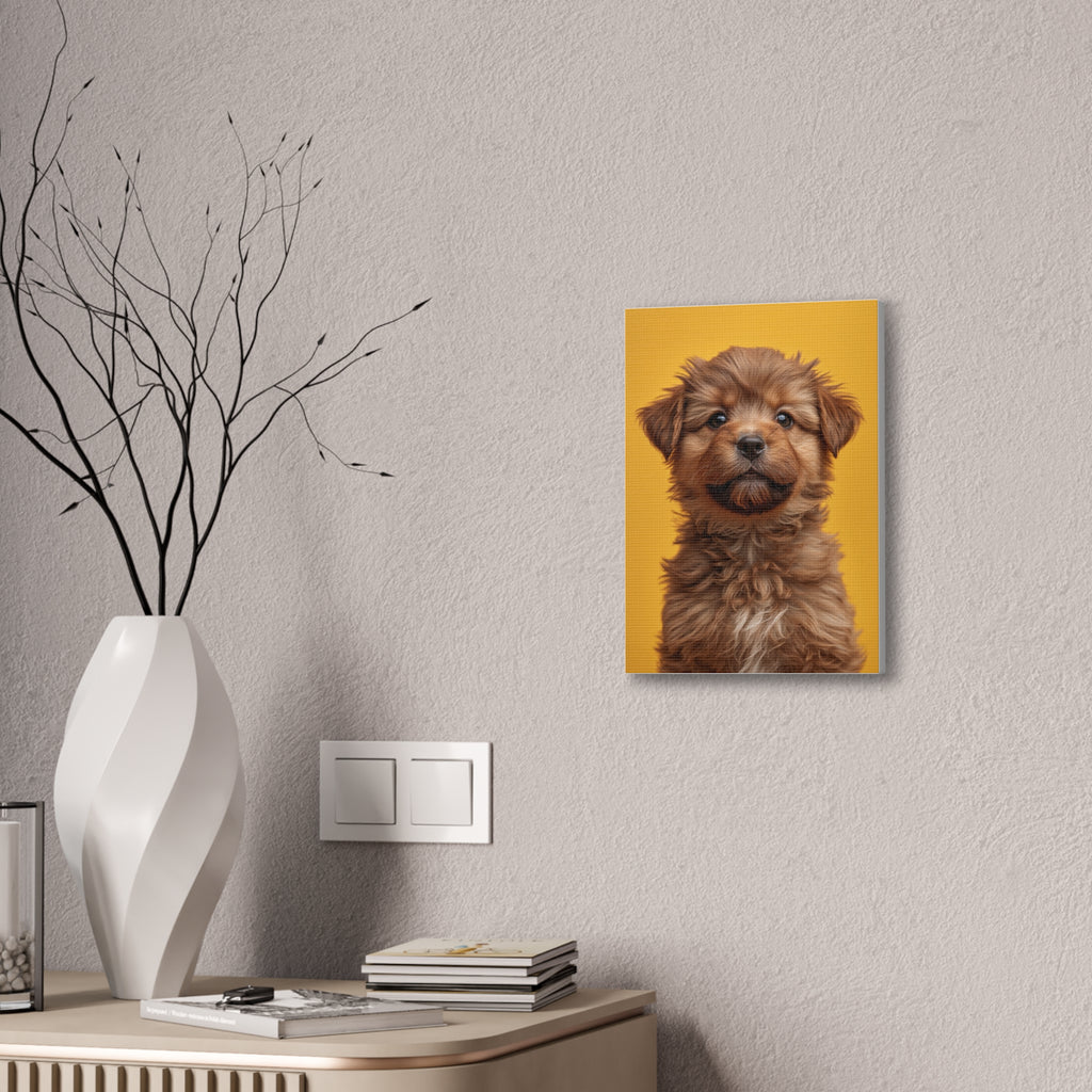 Cute Brown Puppy Portrait Canvas, gift for dog lovers