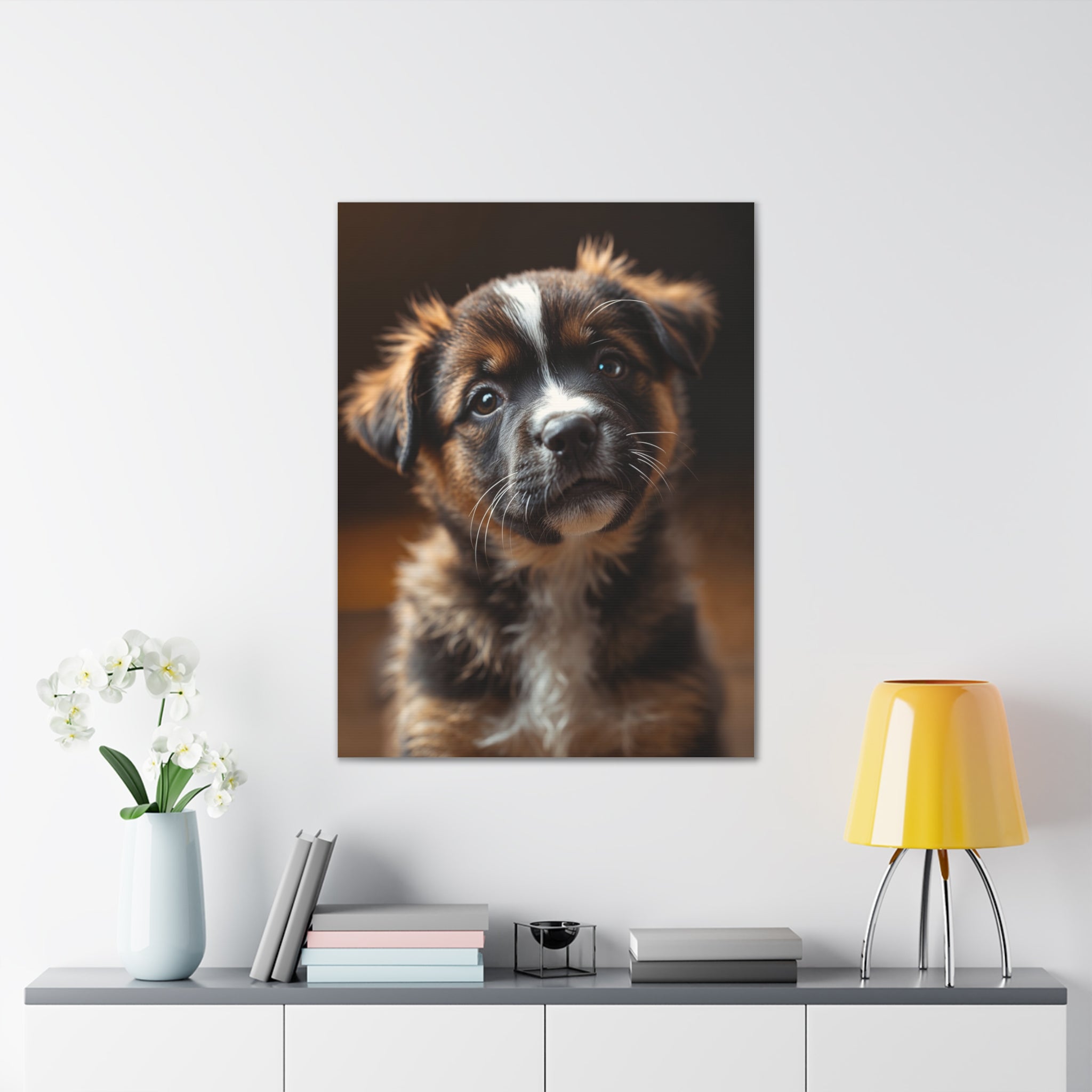 Adorable Puppy Portrait Canvas, gift for dog lovers, wall art with dog