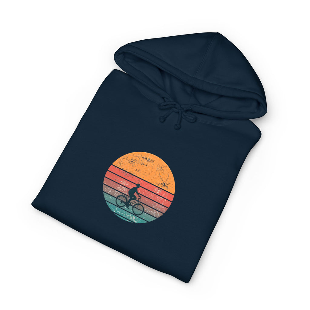 Sweat à capuche rétro coucher de soleil sur un vélo | Silhouette de vélo vintage, ambiance côtière