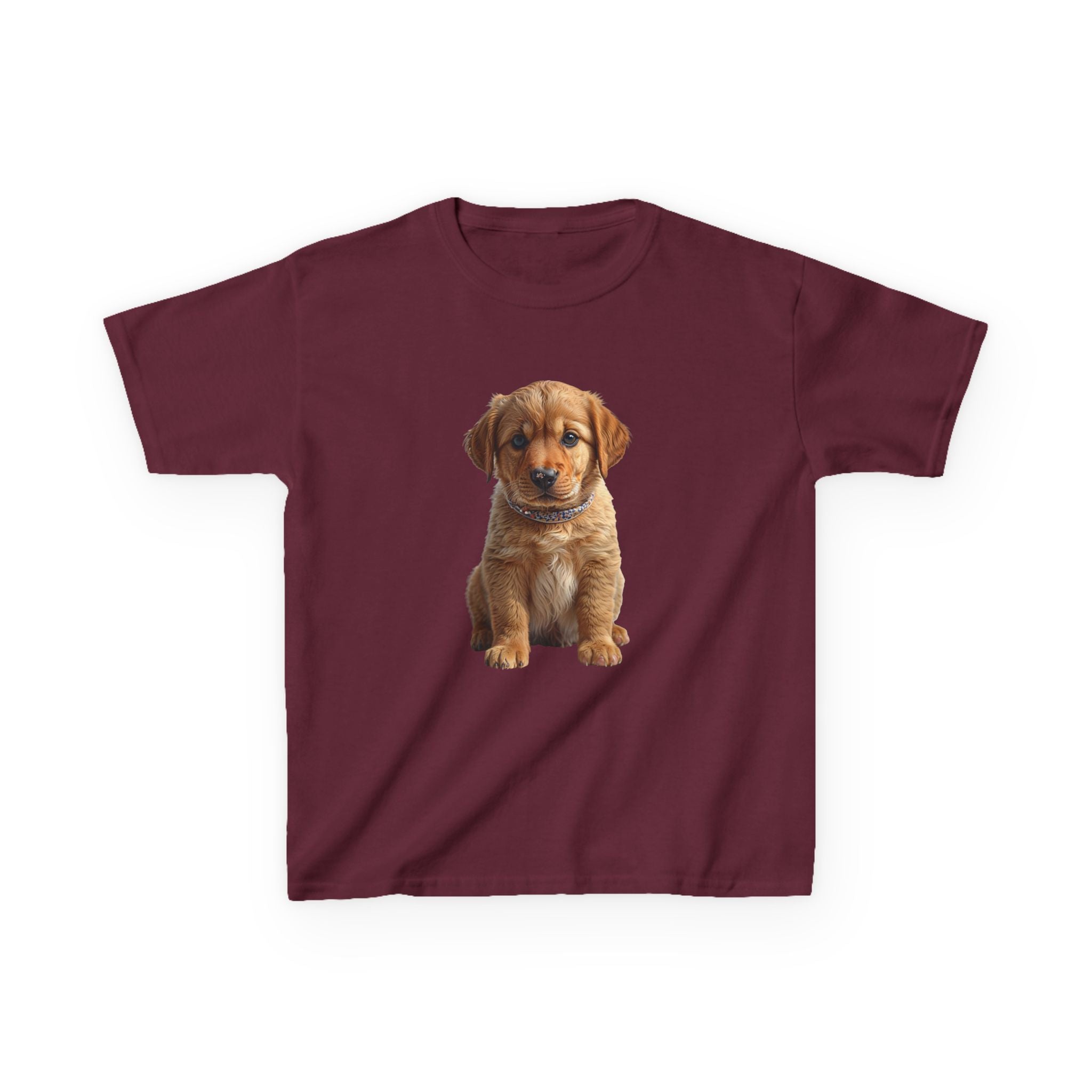 T-shirt enfant illustration chiot marron | T-shirt chien mignon, amoureux des animaux