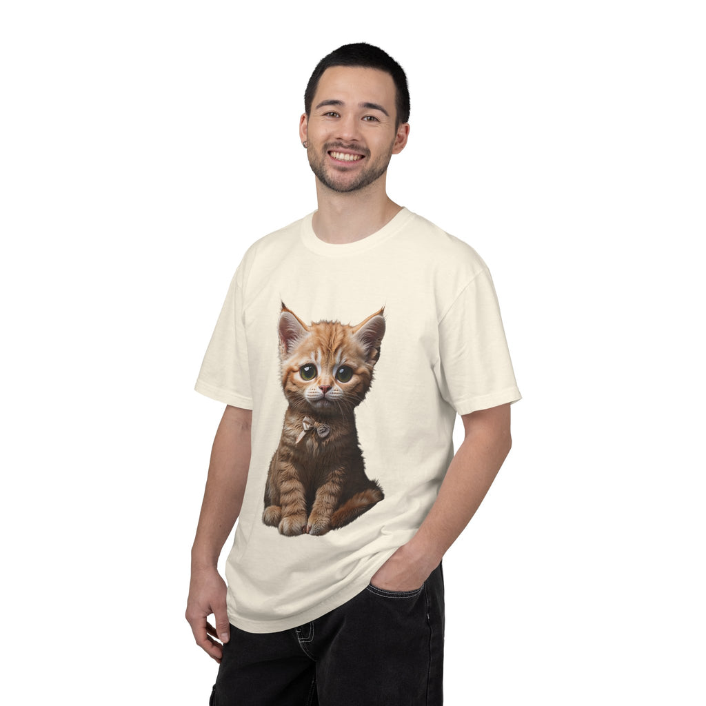 Kitten Illustration T-Shirt | Realistic Cat Portrait, organic cotton