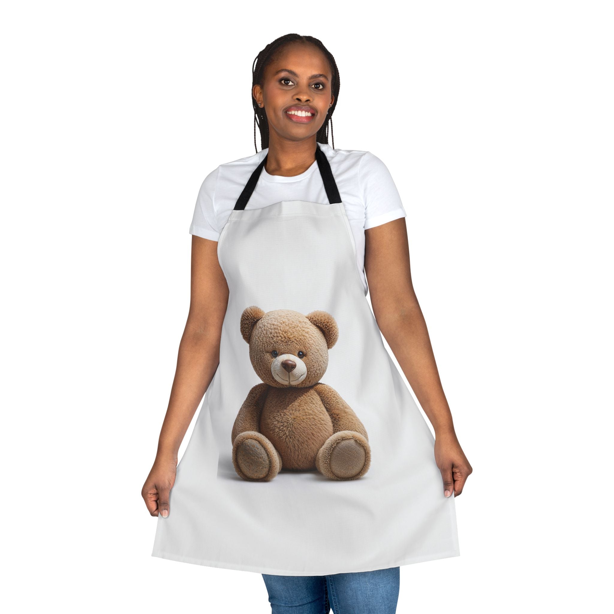 Tablier marron à motif ours en peluche | Joli imprimé peluche, tablier de cuisine pour enfants