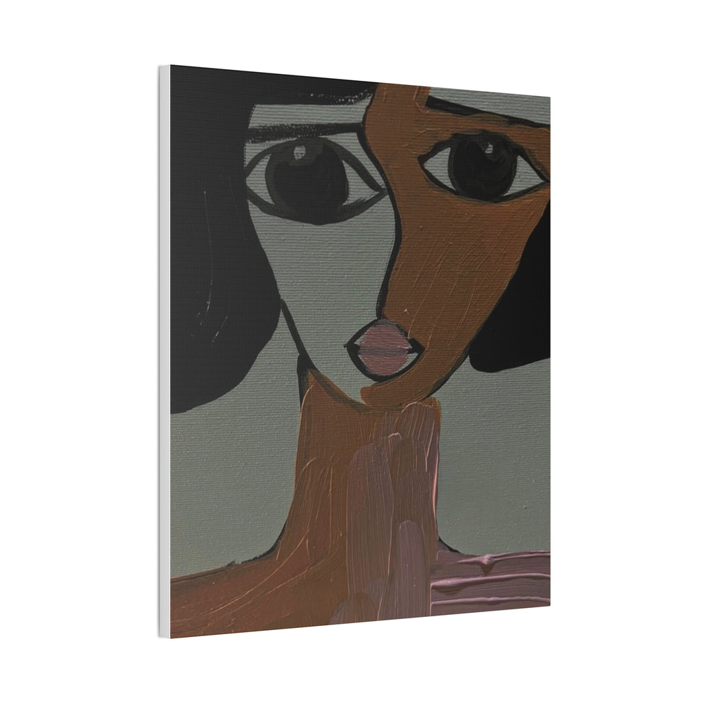 Toile tendue abstraite bicolore représentant un visage | Art mural figuratif moderne