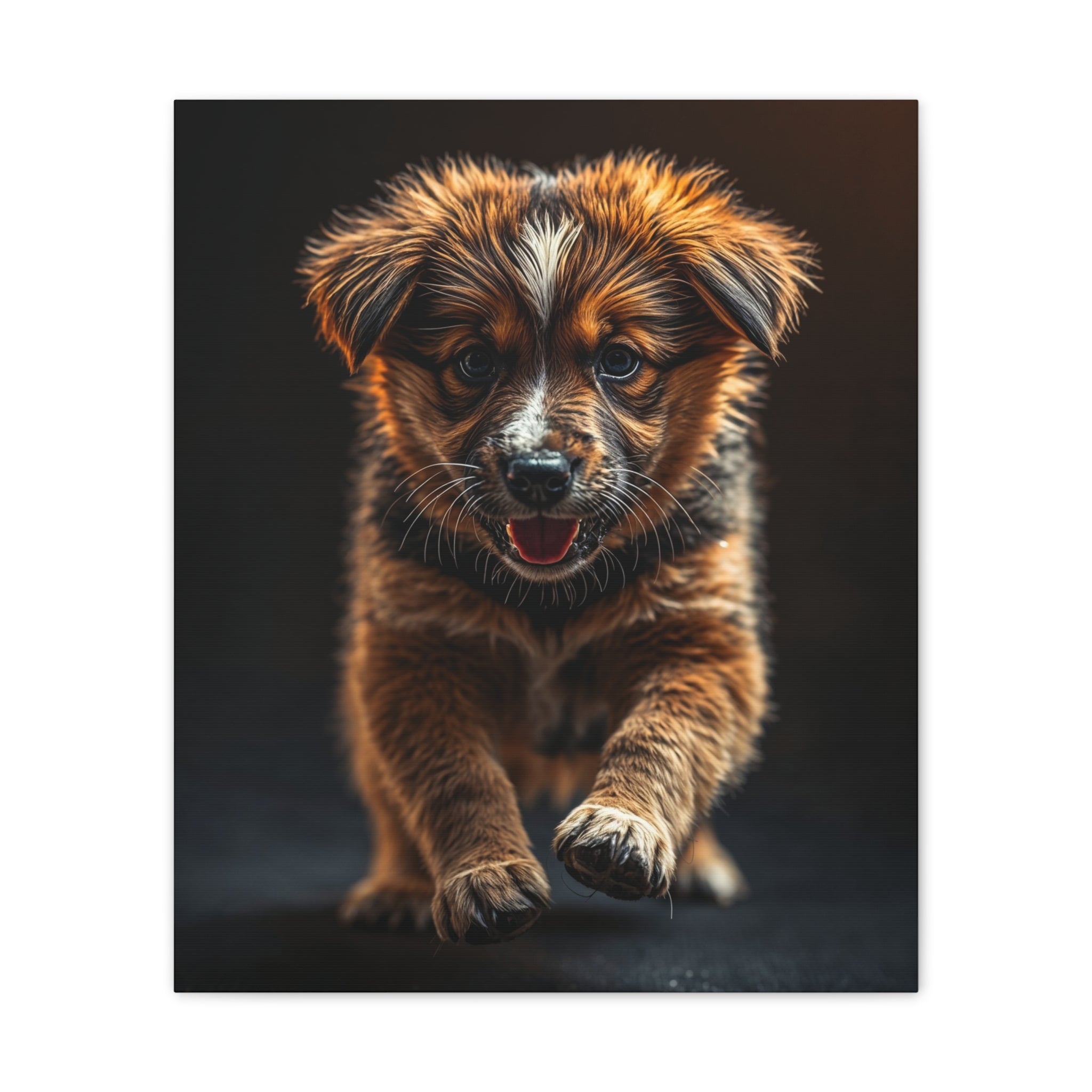 Running Puppy Canvas | Stretched Wall Art, Dog Portrait, gift for dog lovers
