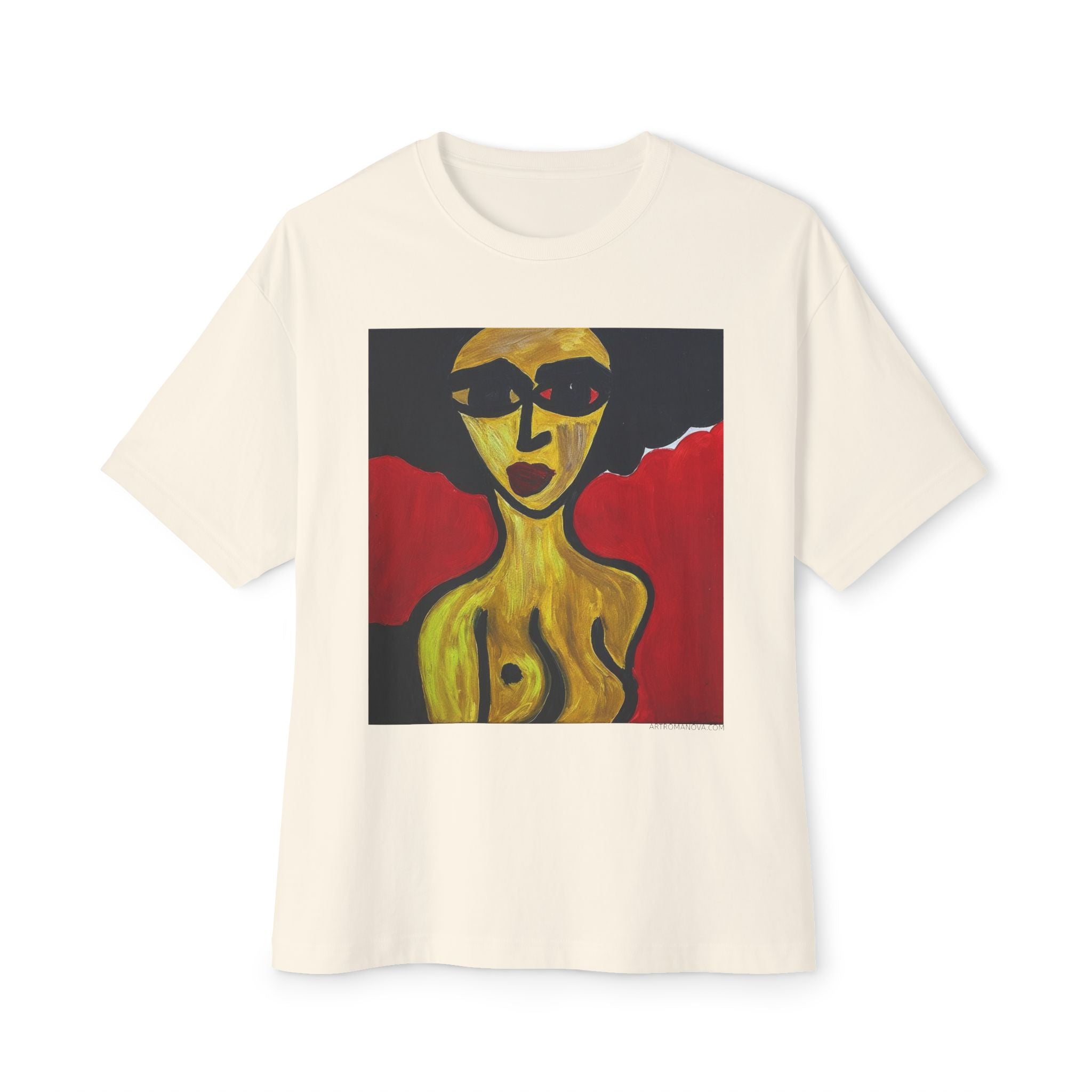 T-shirt minimaliste avec portrait de nu, portrait artistique au trait, peinture de femme nue | T-shirt d'art expressionniste moderne