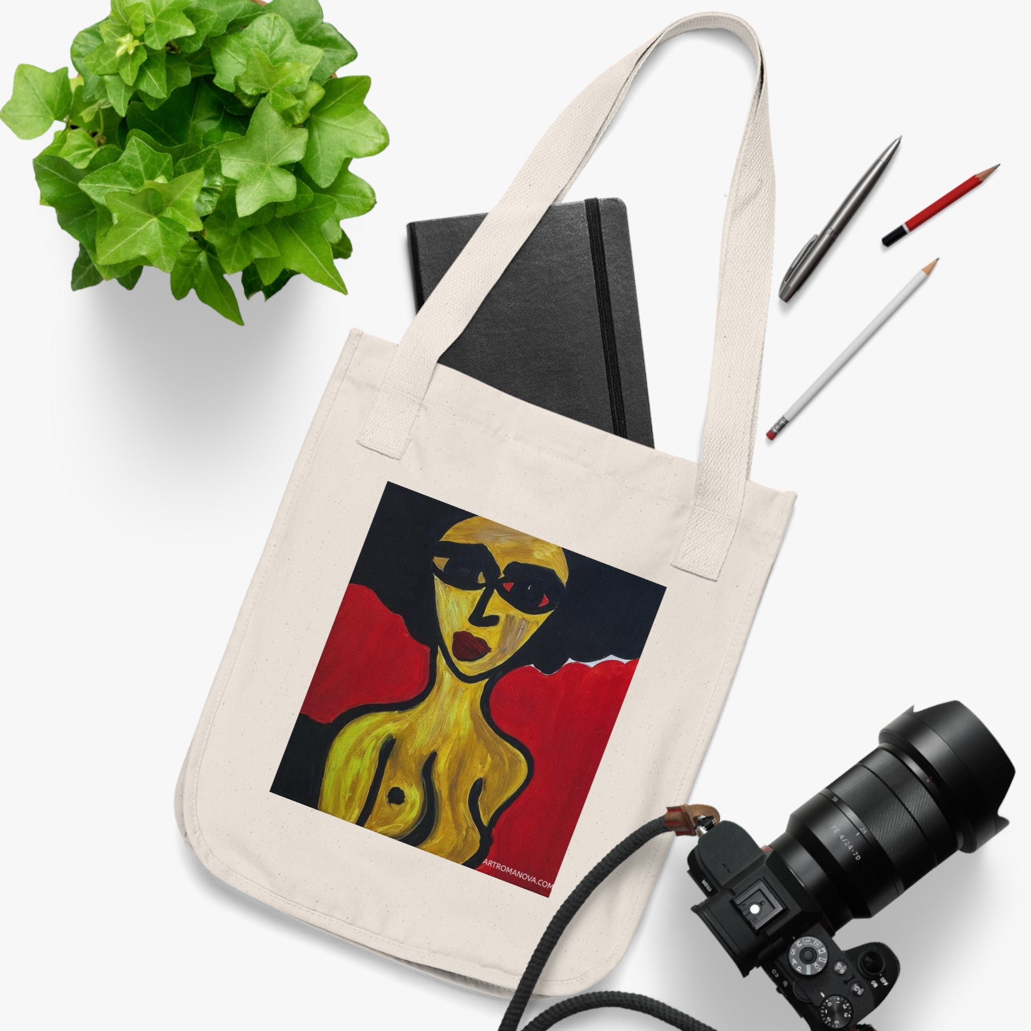 Sac fourre-tout abstrait | Sac fourre-tout en toile d'art moderne, fait main, en coton écologique