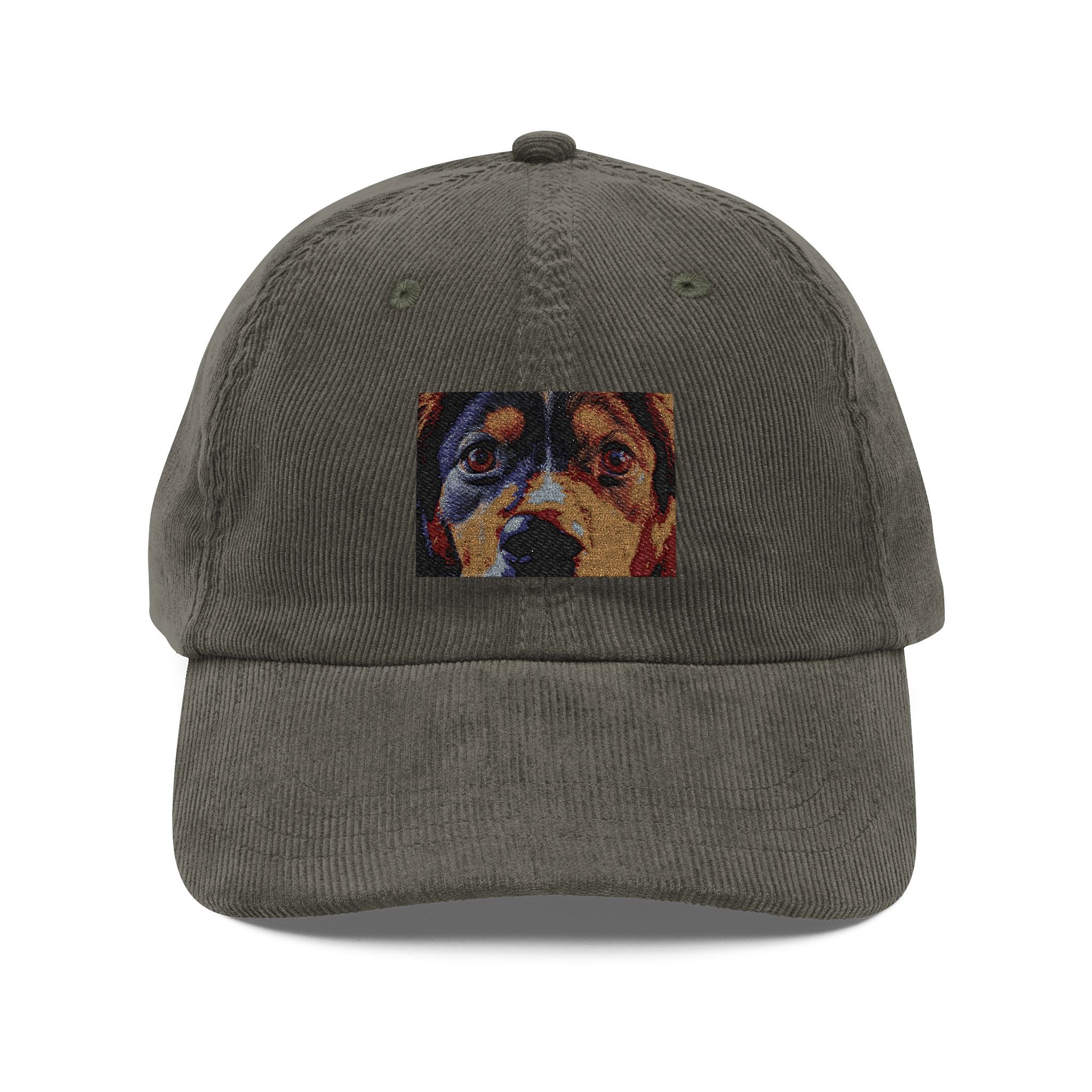 Casquette brodée avec portrait de chien | Casquette de baseball vintage en velours côtelé