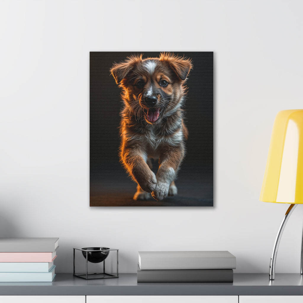 Running Puppy Canvas, gift for dog lovers