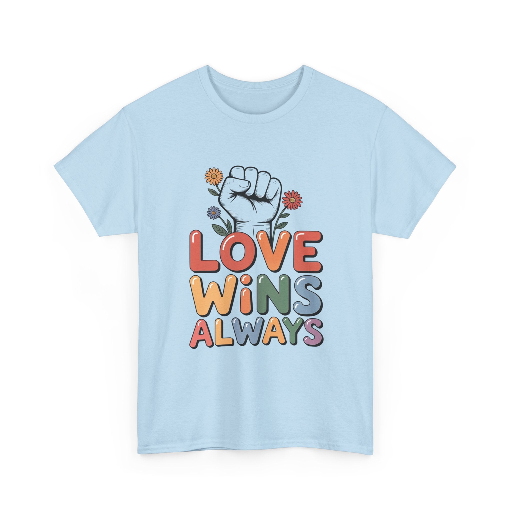 Love Wins Always T-Shirt | Pride heart fist floral design