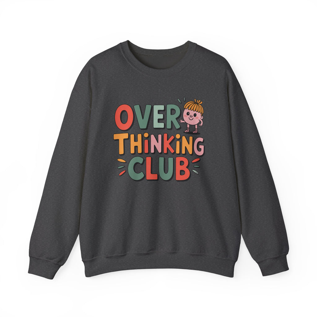 Overthinking Club sweatshirt | Cute cartoon text crewneck, Smart & Funny Slogan Sweatshirt, Trendy Motivational Streetwear