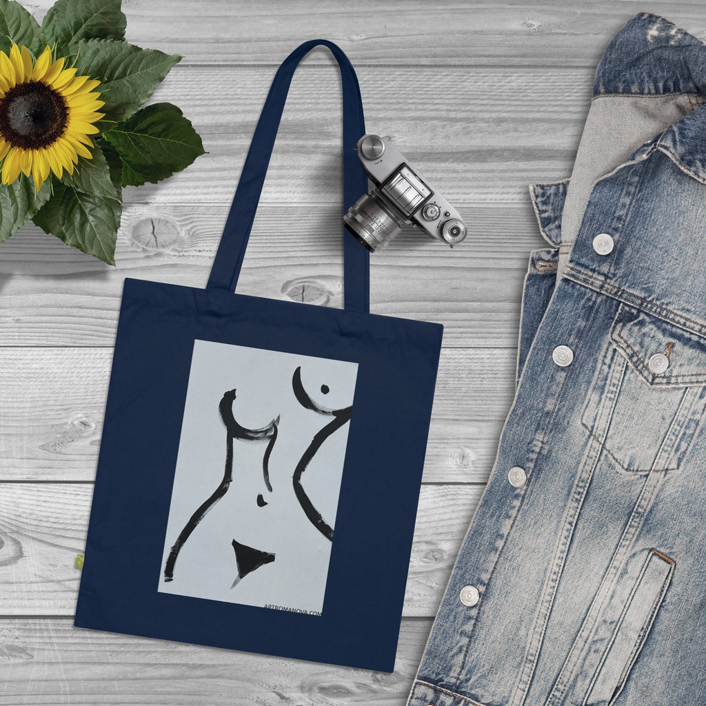 Sac fourre-tout pour femme | Toile à motifs de corps, fait main, en coton écologique