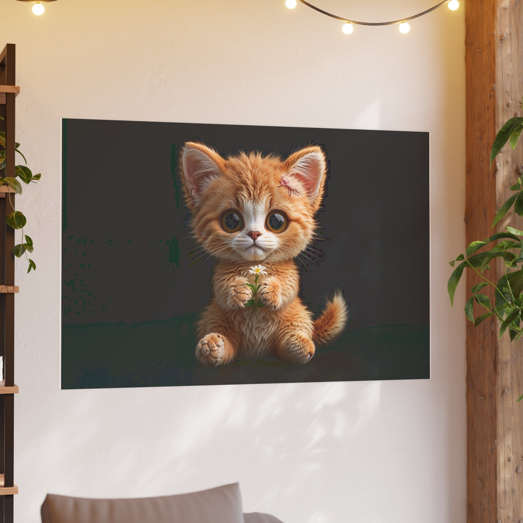 Cute Kitten Illustration Poster | Cat Wall Art, cat lover Decor