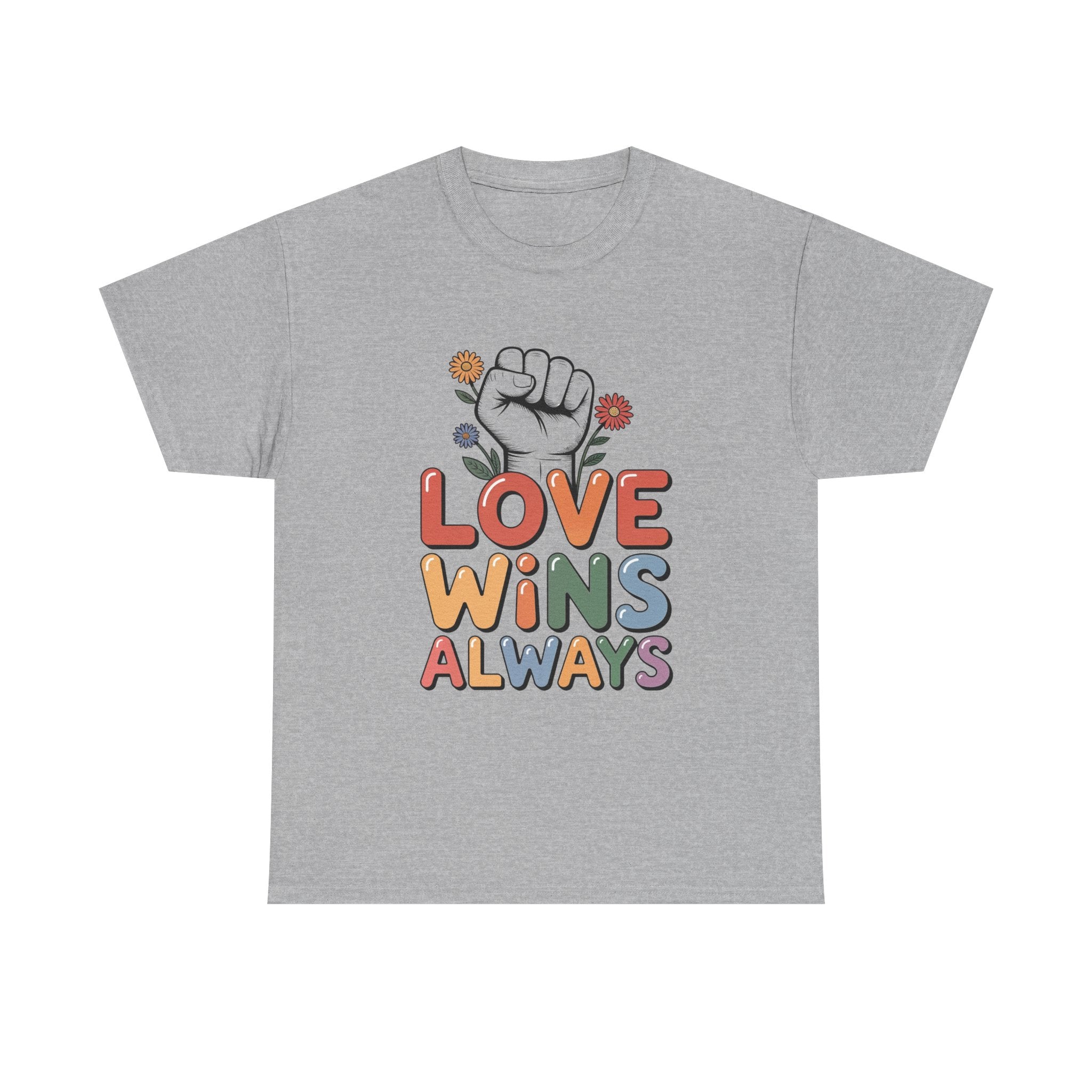 Love Wins Always T-Shirt | Pride heart fist floral design