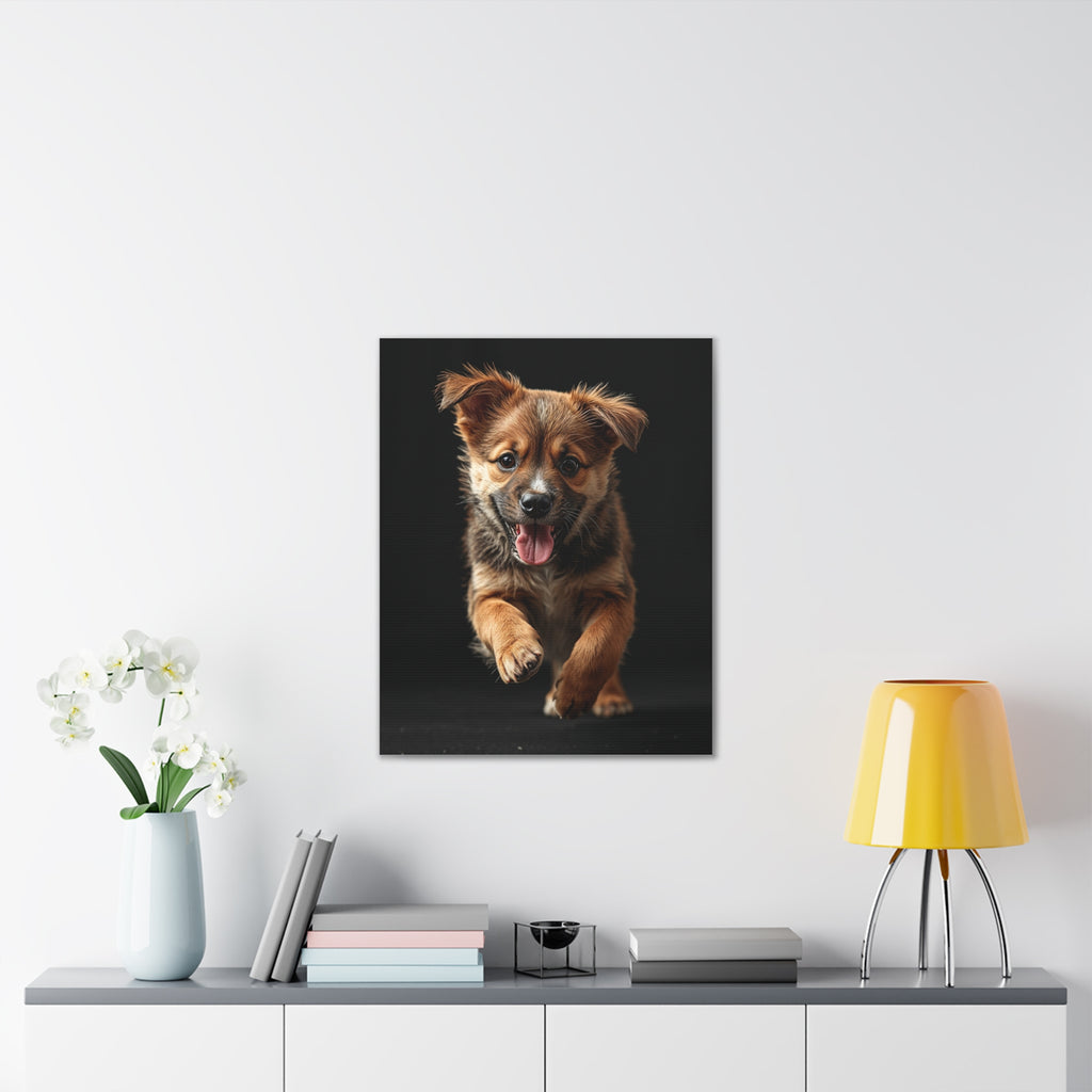 Running Puppy Canvas | Stretched Wall Art, gift for dog lovers