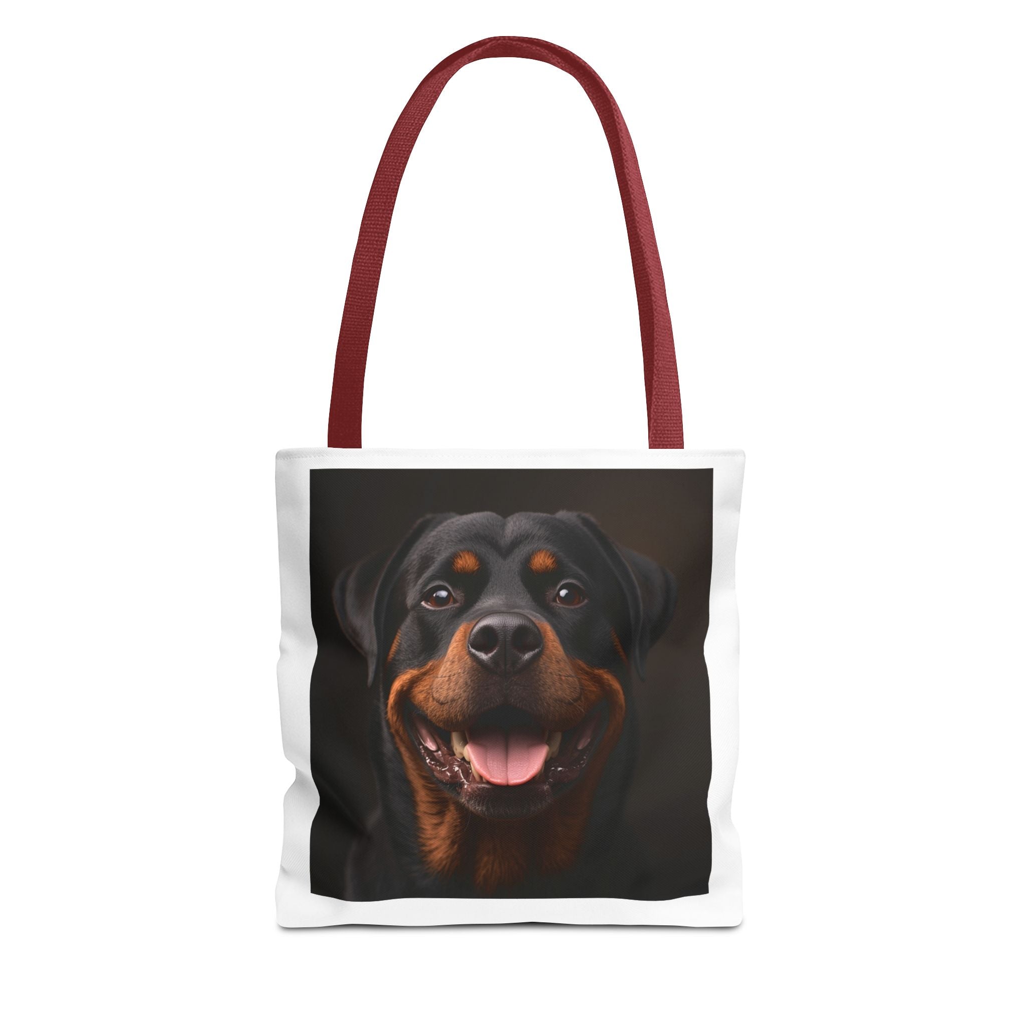 Sac fourre-tout en toile avec portrait de Rottweiler souriant | Sac fourre-tout pour amoureux des chiens