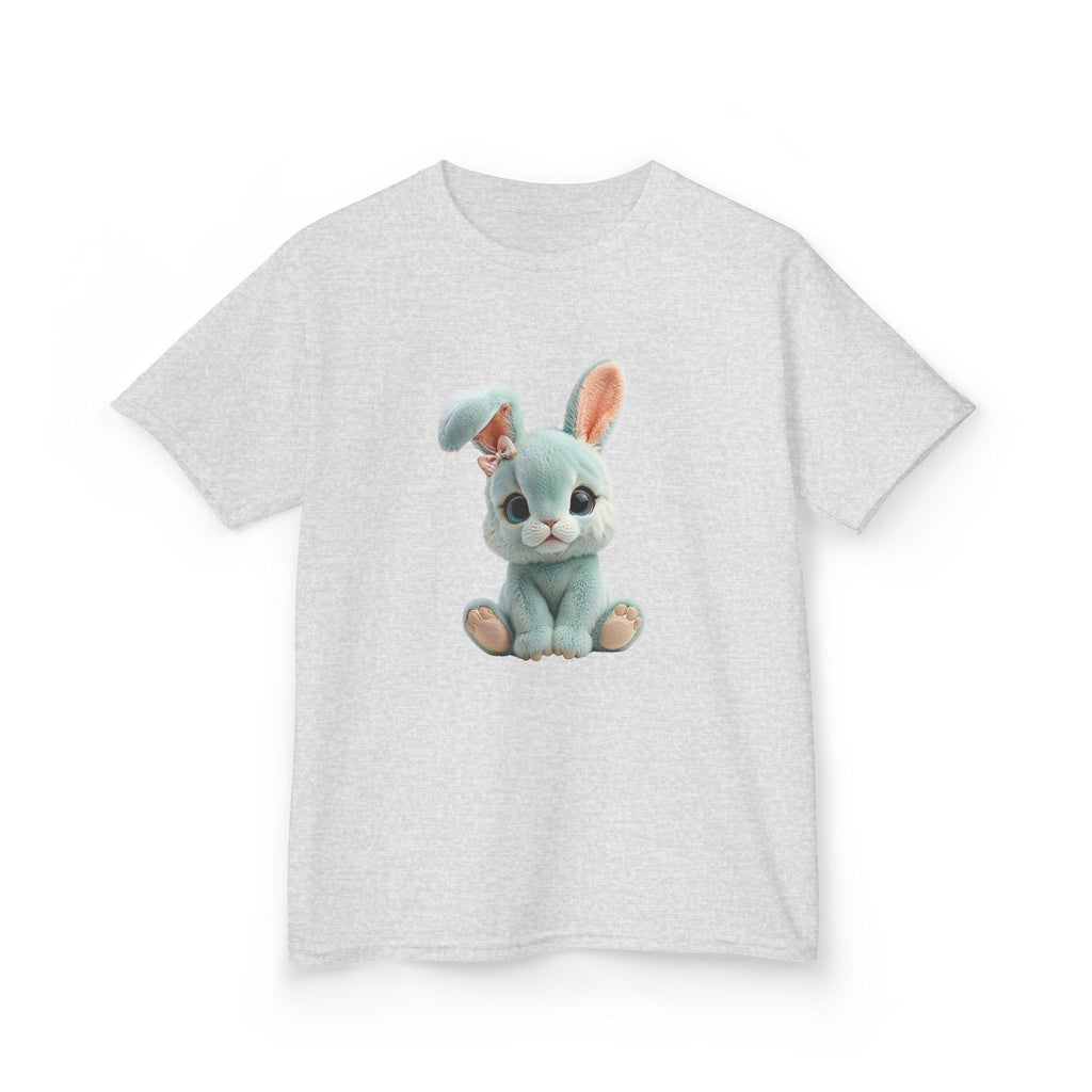 T-shirt enfant lapin en peluche mignon | Illustration de lapin bleu pastel, T-shirt de Pâques