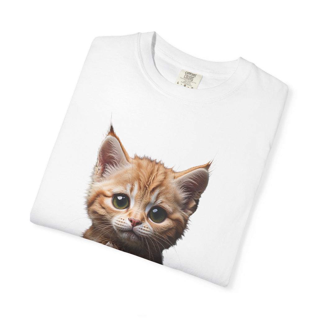 Kitten Illustration T-Shirt | Realistic Cat Portrait, organic cotton