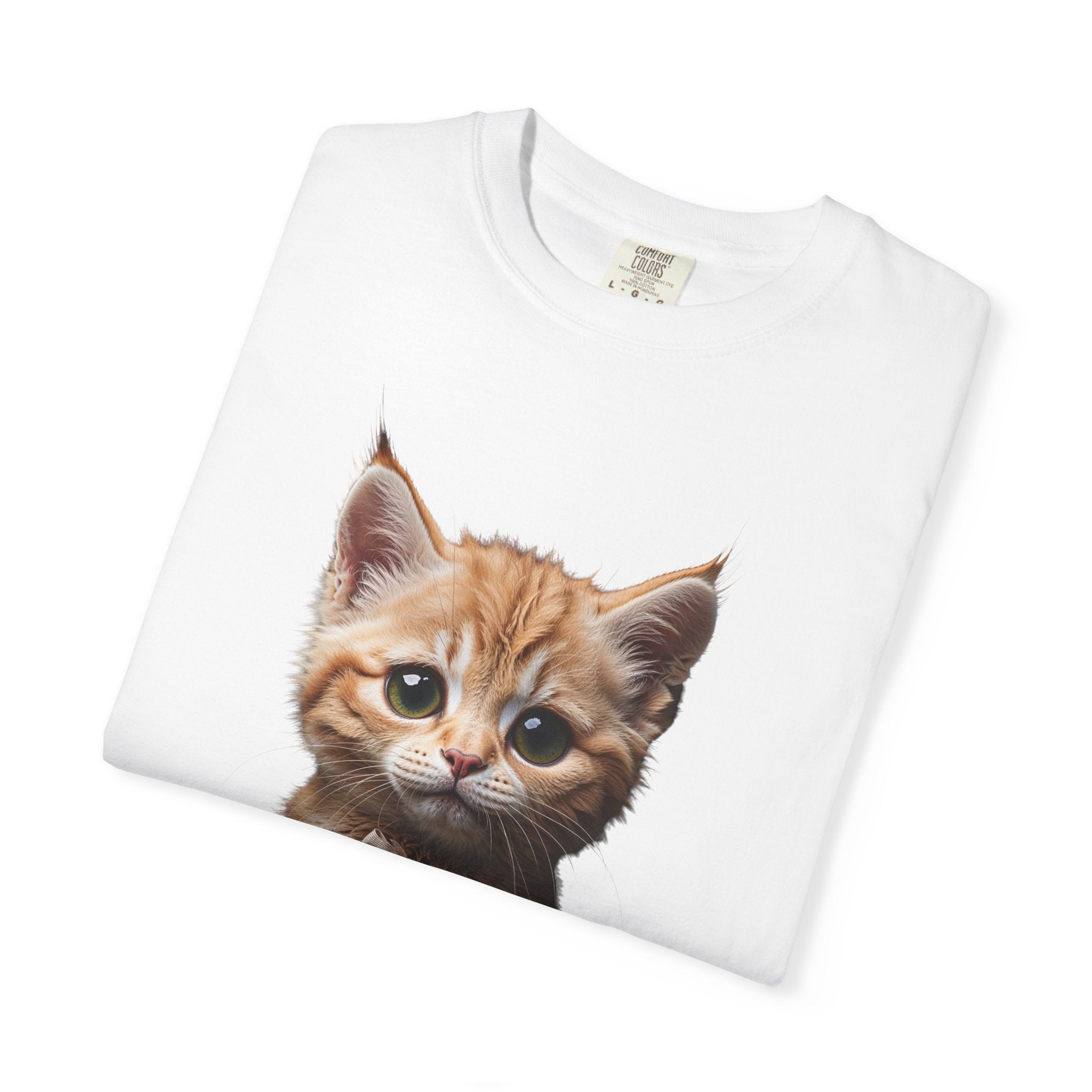 Kitten Illustration T-Shirt | Realistic Cat Portrait, organic cotton
