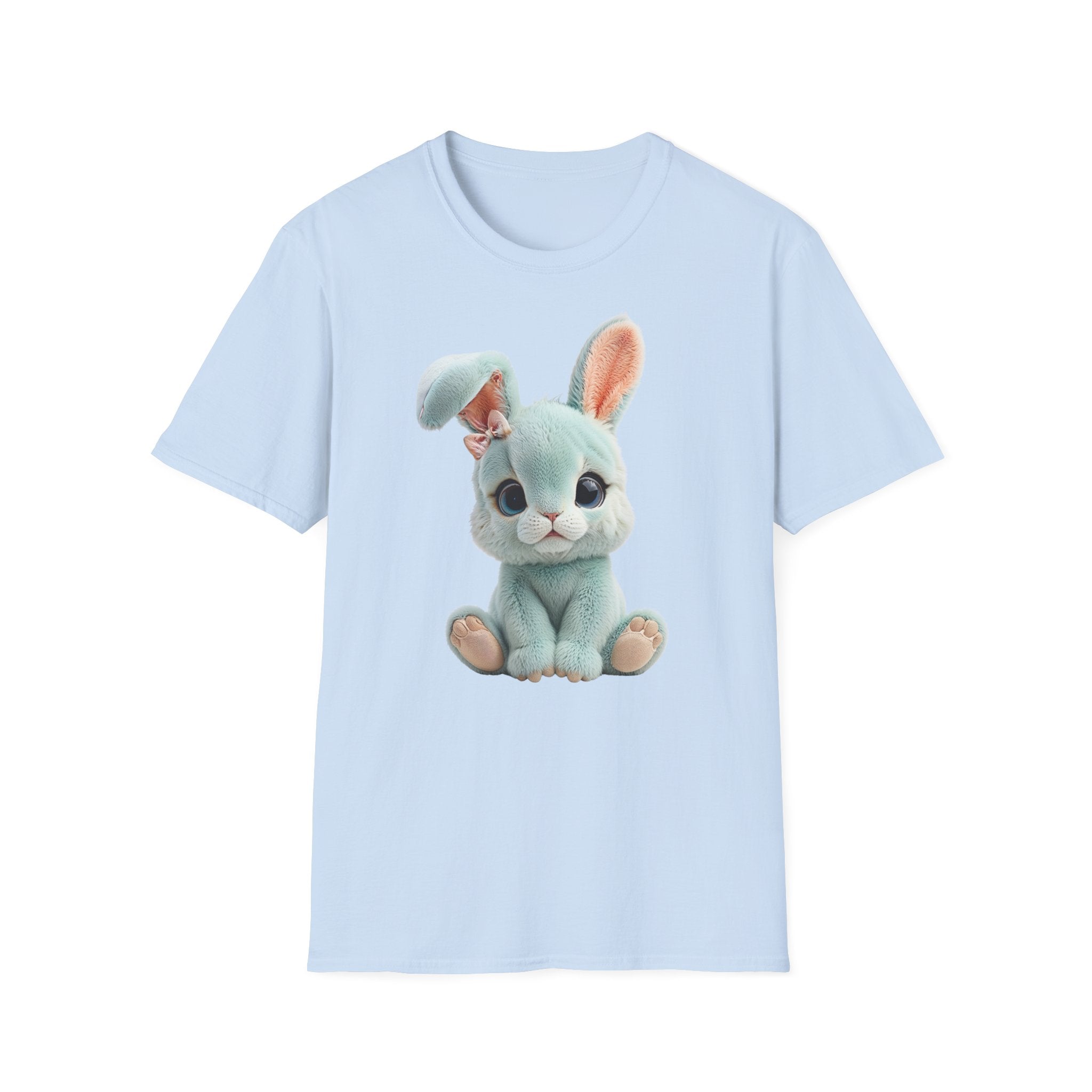 T-shirt Lapin en peluche bleu | T-shirt graphique lapin mignon