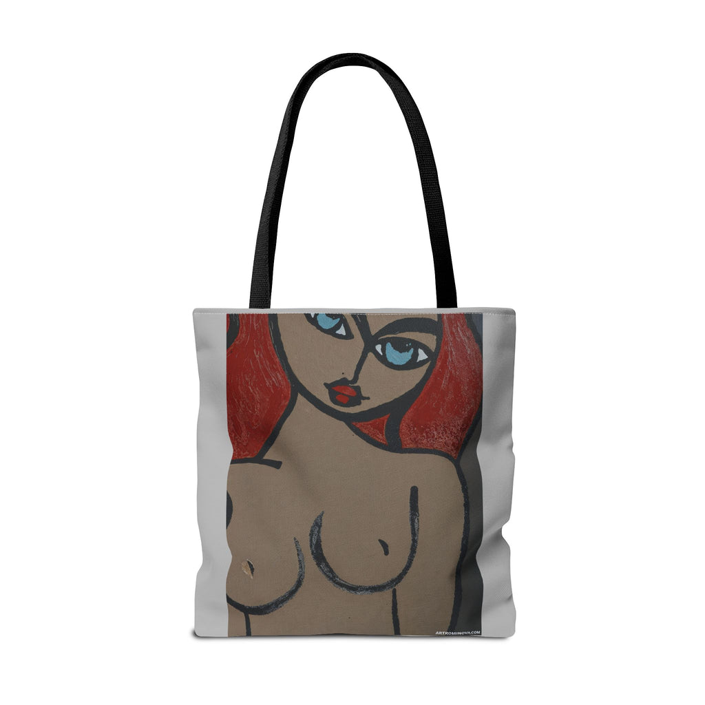 Sac fourre-tout portrait abstrait de femme | Motif expressionniste peint à la main