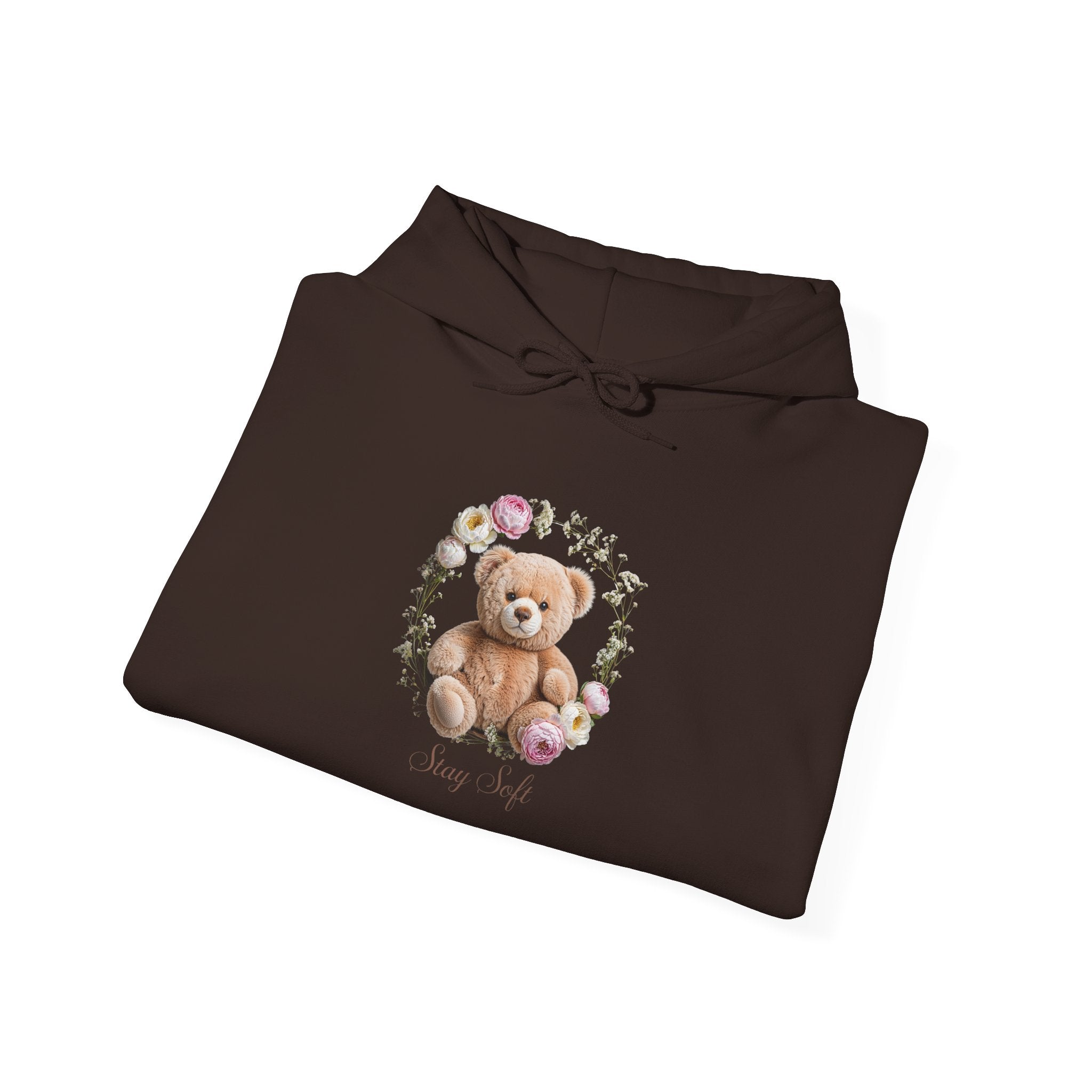 Sweat à capuche ours en peluche et couronne de fleurs | Sweat-shirt ours mignon avec roses