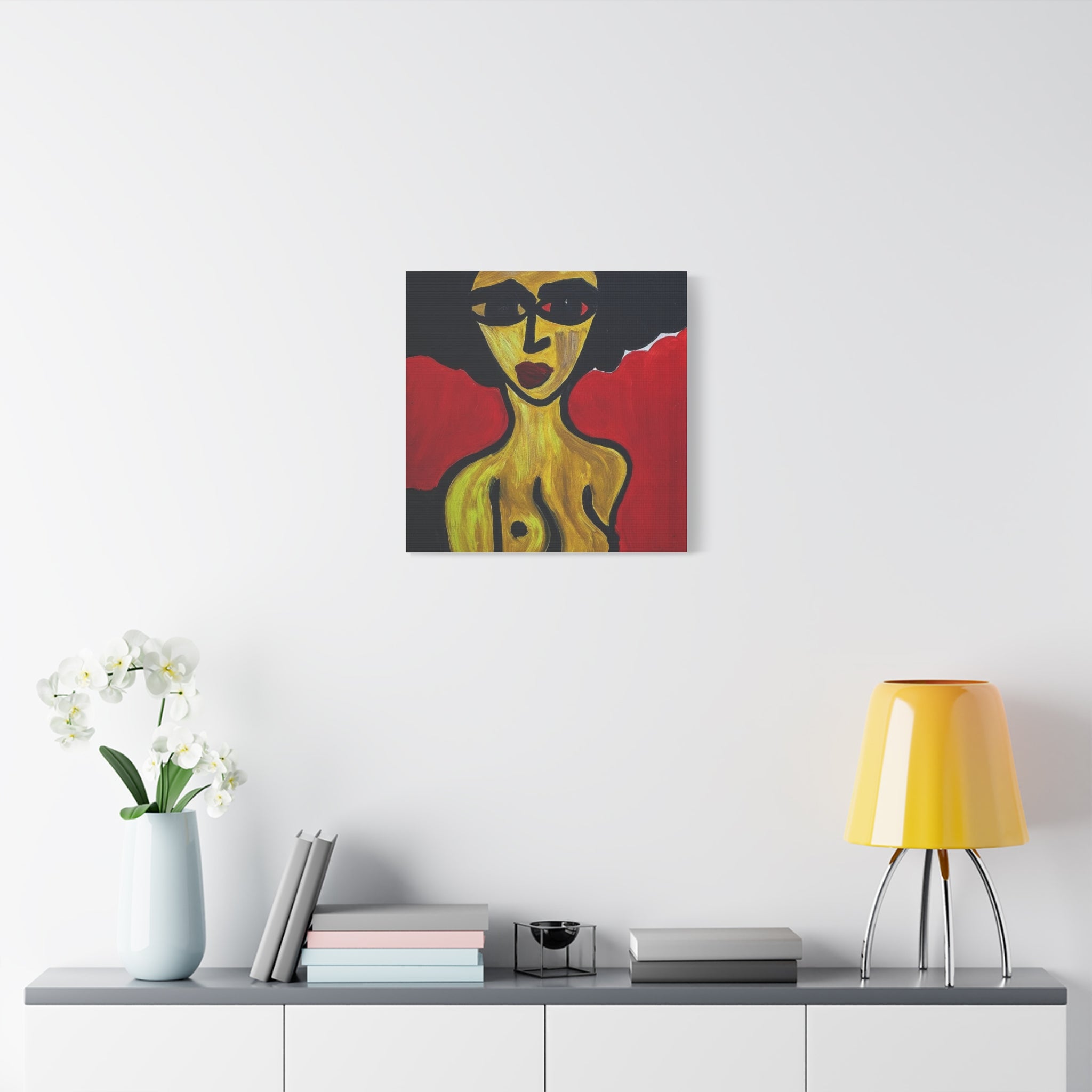 Portrait abstrait de femme sur toile, art contemporain, art moderne