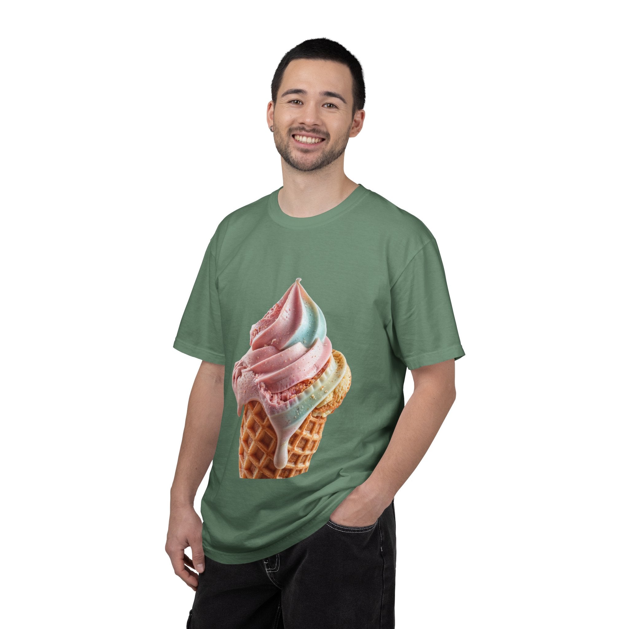 T-shirt Cornet de glace arc-en-ciel pastel | T-shirt dessert à la crème glacée molle