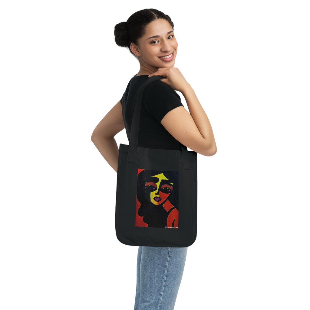 Sac cabas portrait de femme | Sac cabas en toile, style pop art, en coton écologique, fait main