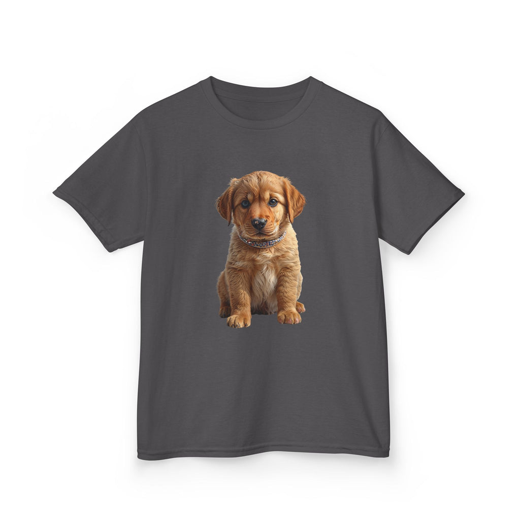 T-shirt enfant illustration chiot marron | T-shirt chien mignon, amoureux des animaux
