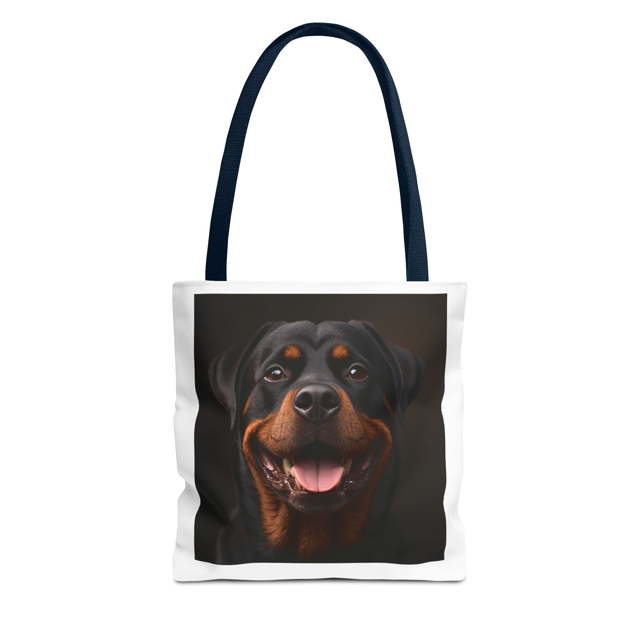 Sac fourre-tout en toile avec portrait de Rottweiler souriant | Sac fourre-tout pour amoureux des chiens