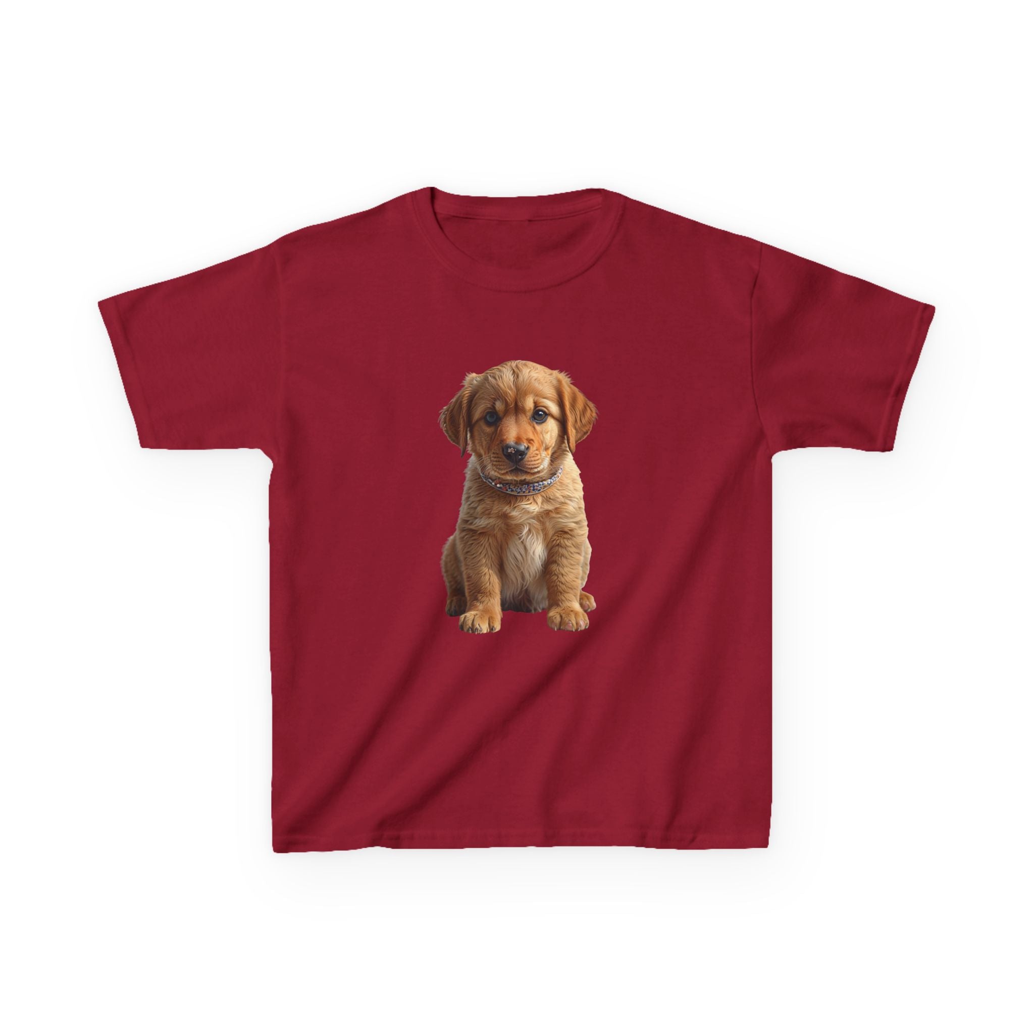 T-shirt enfant illustration chiot marron | T-shirt chien mignon, amoureux des animaux