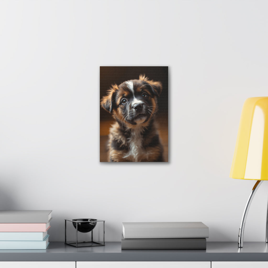 Adorable Puppy Portrait Canvas, gift for dog lovers, wall art with dog