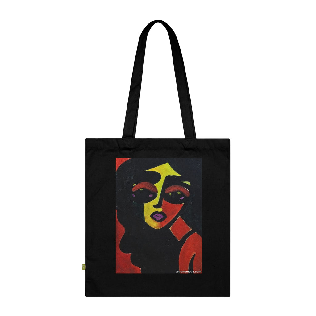 Sac cabas à portrait abstrait coloré | Sac cabas artistique, coton écologique, toile faite main