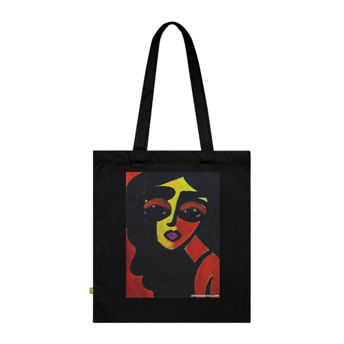 Sac cabas à portrait abstrait coloré | Sac cabas artistique, coton écologique, toile faite main