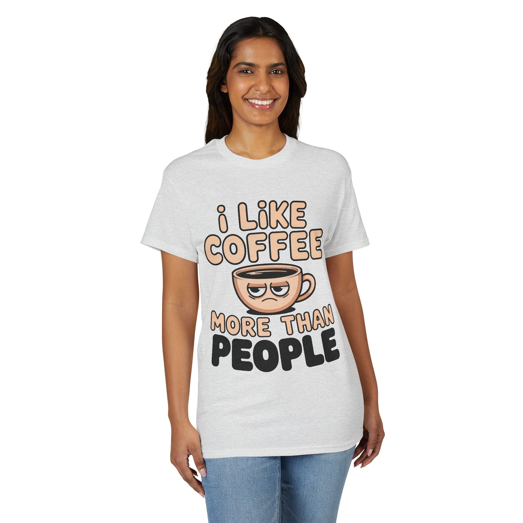 I Like Coffee More Than People T-Shirt | Coffee Lover Tee, Original Motivational T-Shirt, Unisex Cotton Graphic Tee