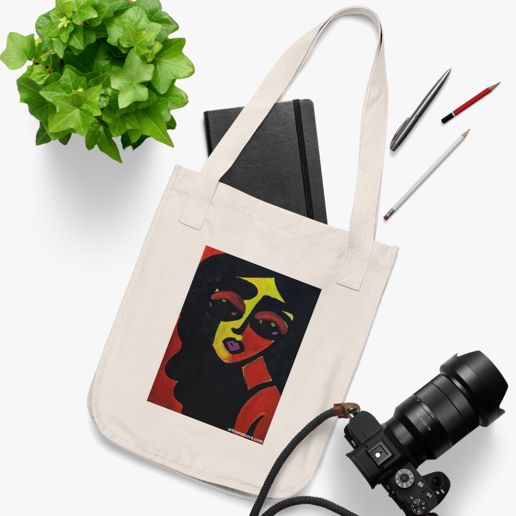 Woman Portrait Tote Bag | Pop Art Face Canvas Tote, eco cotton tote, handmade