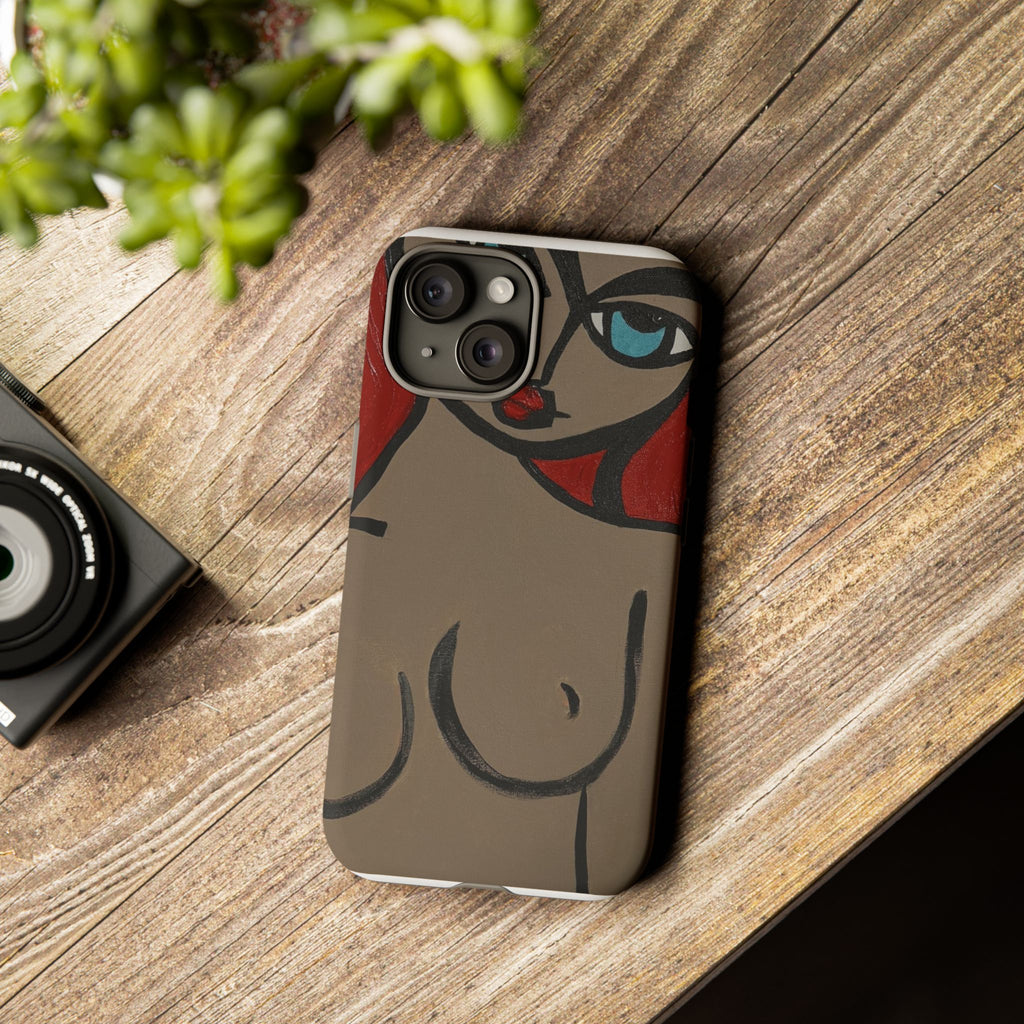 Coque de téléphone minimaliste | Figure féminine abstraite, faite main