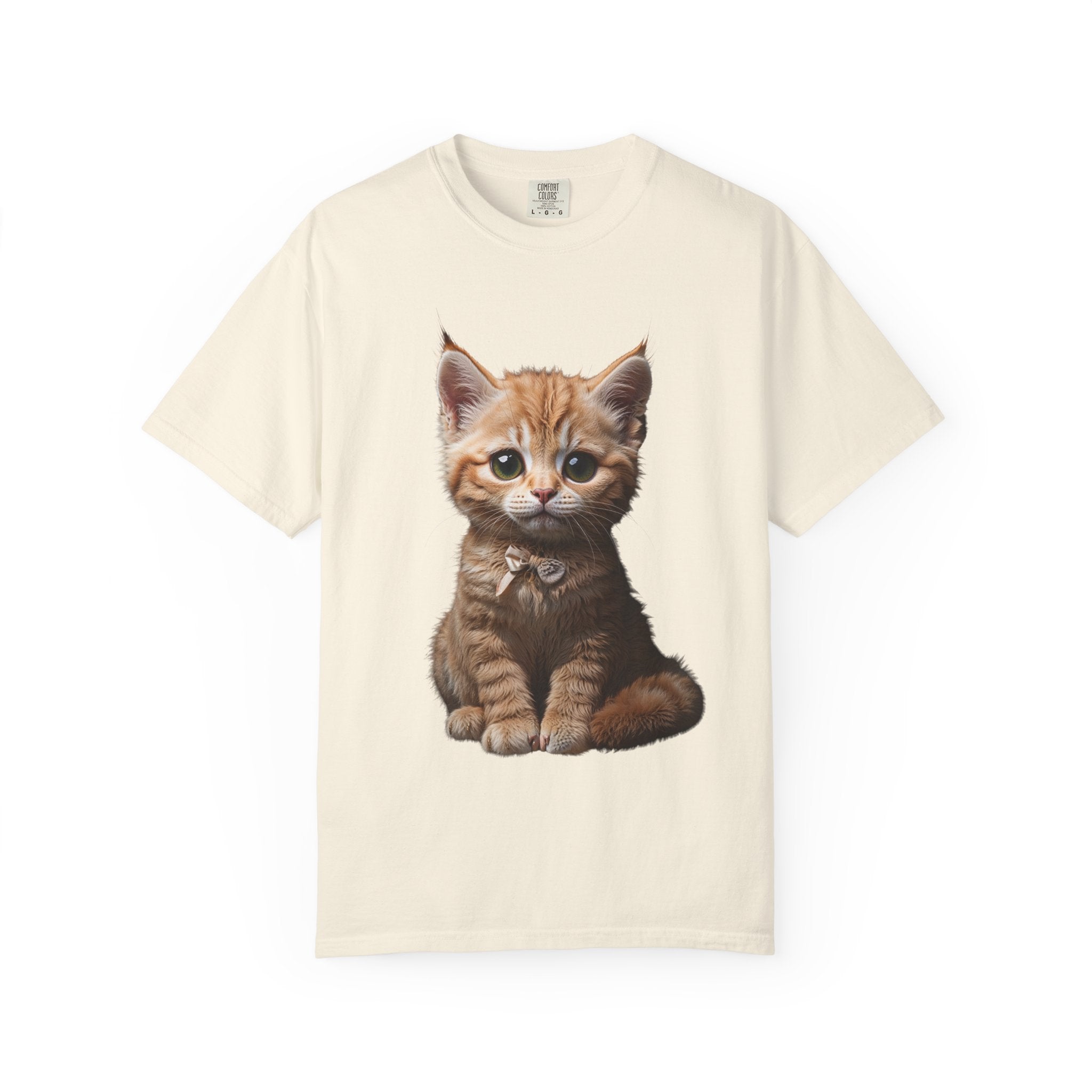 Kitten Illustration T-Shirt | Realistic Cat Portrait, organic cotton