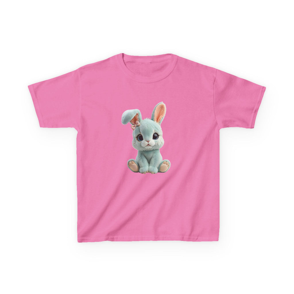 T-shirt enfant lapin en peluche mignon | Illustration de lapin bleu pastel, T-shirt de Pâques