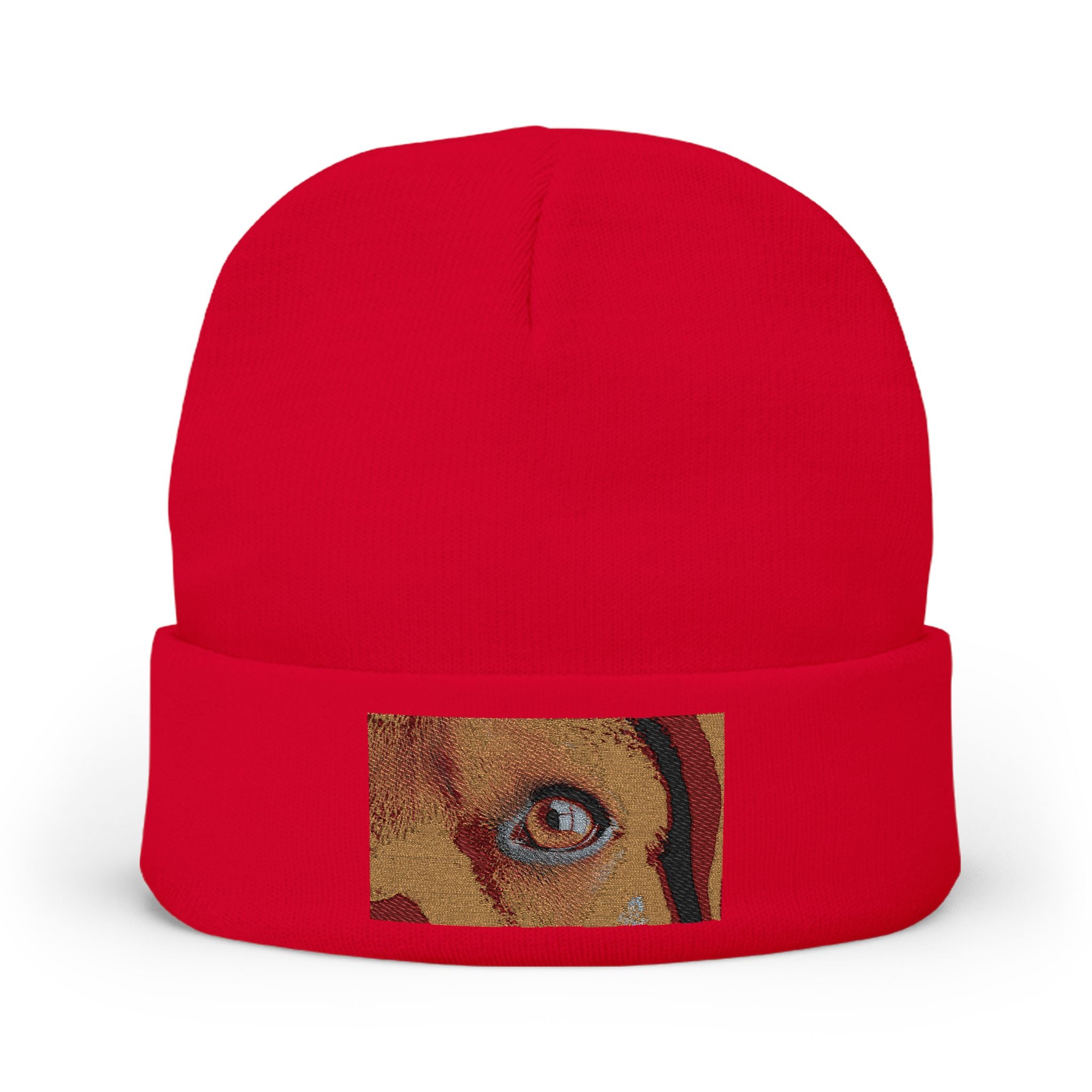 Bonnet tricoté Golden Dog Eye | Portrait de patte brodé