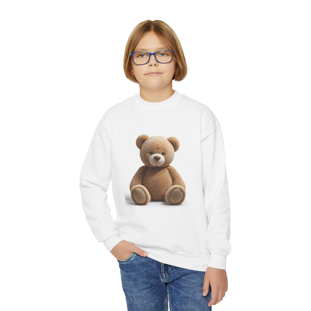 Sweat-shirt enfant à col rond avec ourson marron | Motif peluche mignon