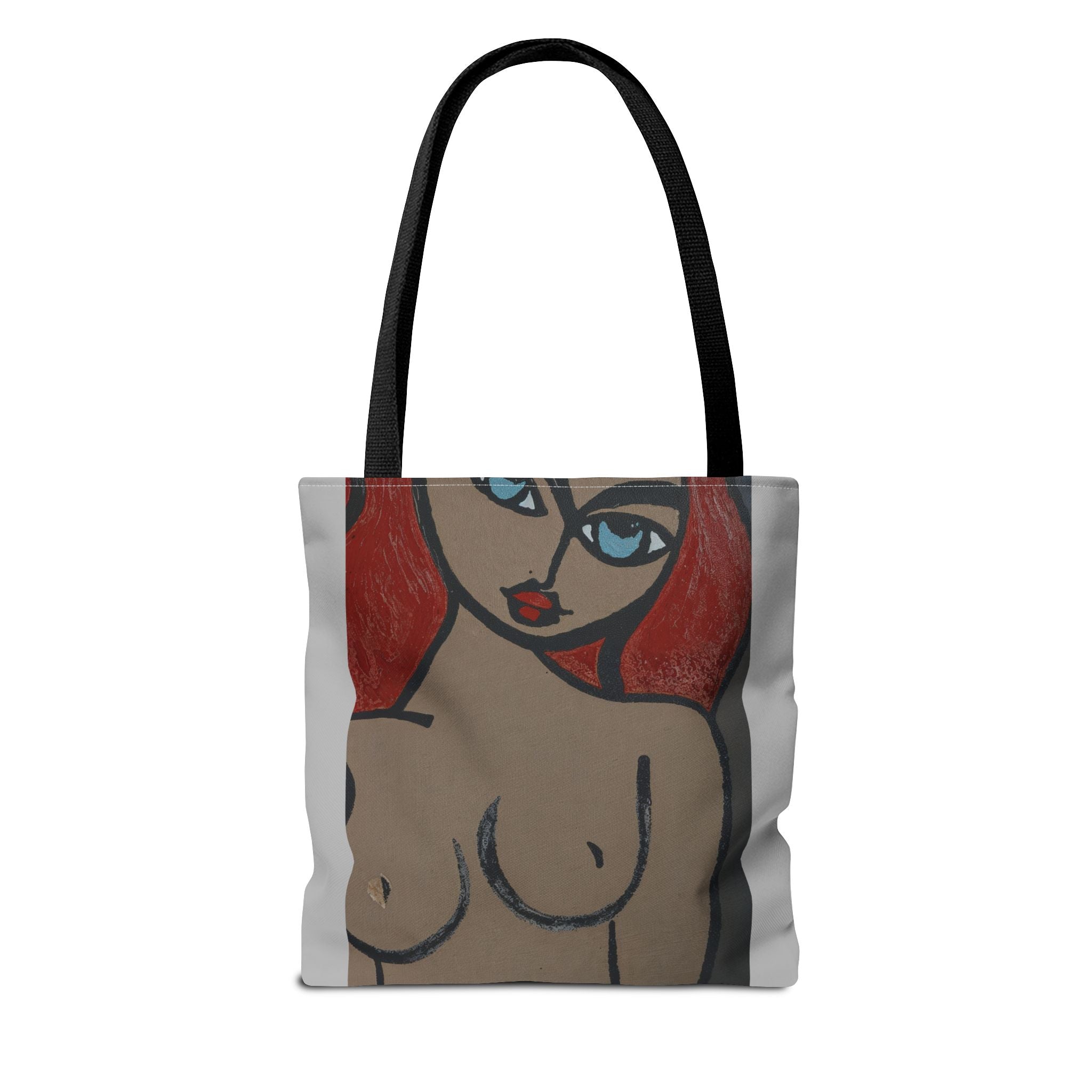 Sac fourre-tout portrait abstrait de femme | Motif expressionniste peint à la main