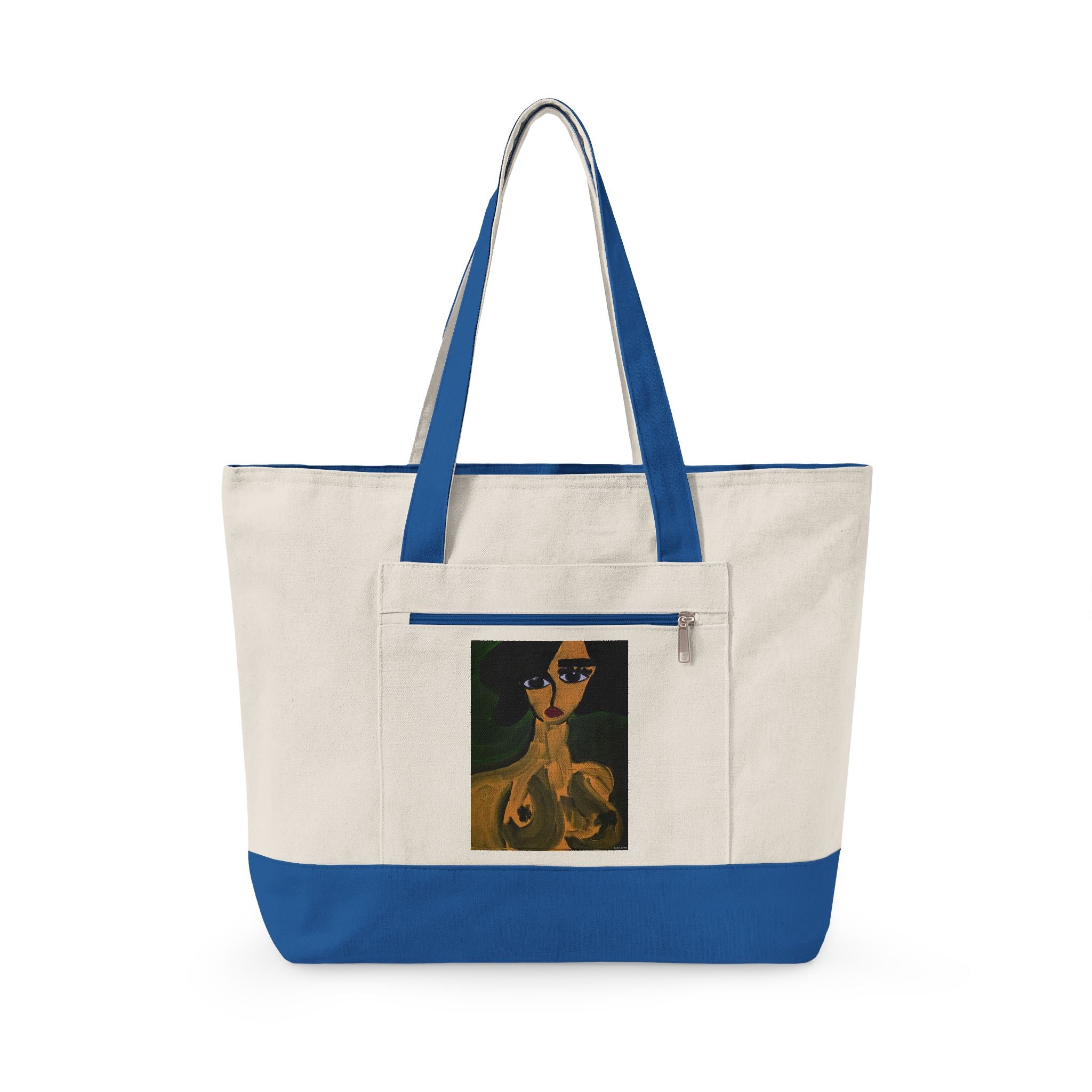 Sac fourre-tout en toile à fermeture éclair | Illustration artistique de nu, fait main