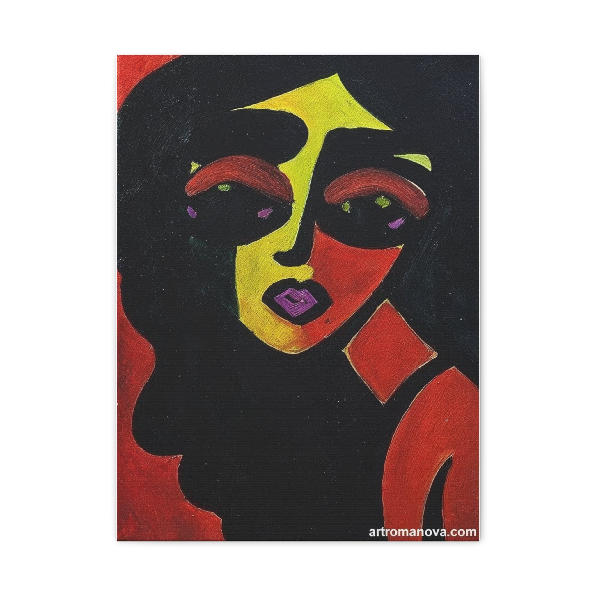 Toile de portrait abstrait à blocs de couleur