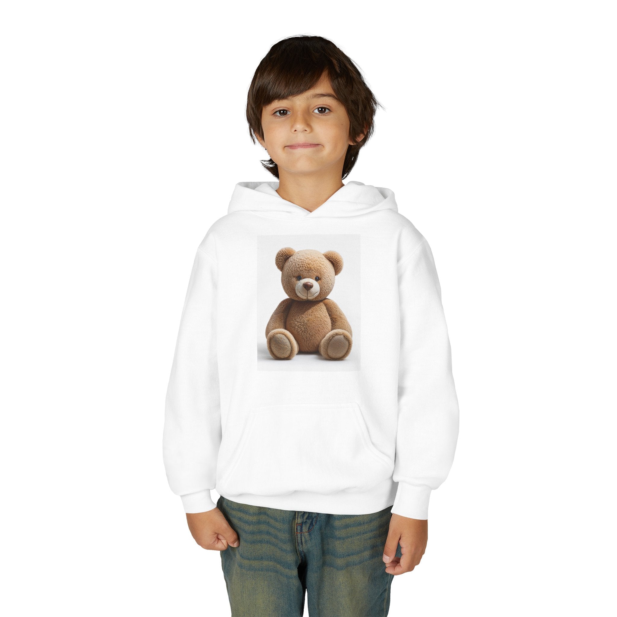 Sweat à capuche enfant ours en peluche marron | Illustration de peluche mignonne