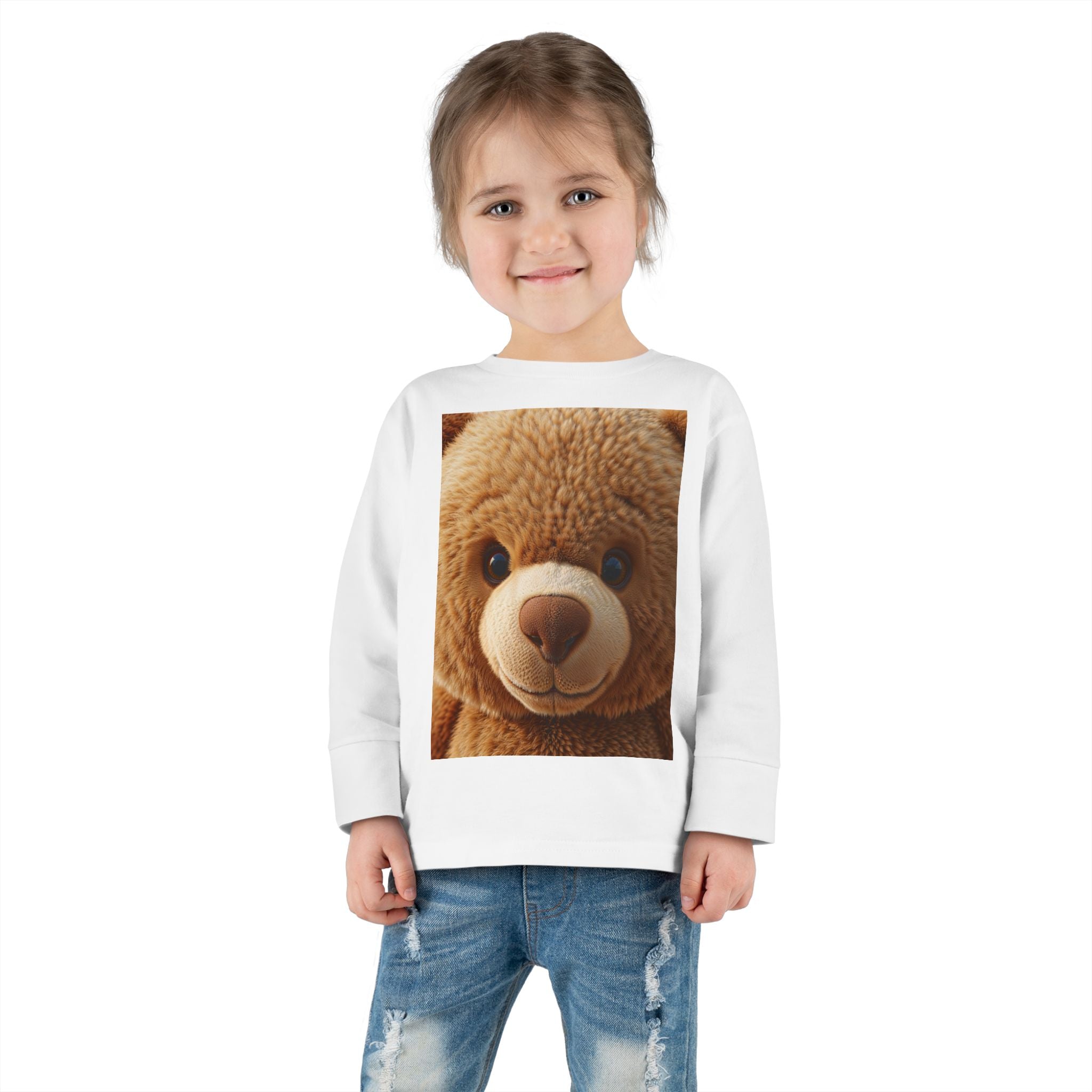 T-shirt à manches longues pour tout-petit avec un adorable ourson en peluche | Photo de peluche