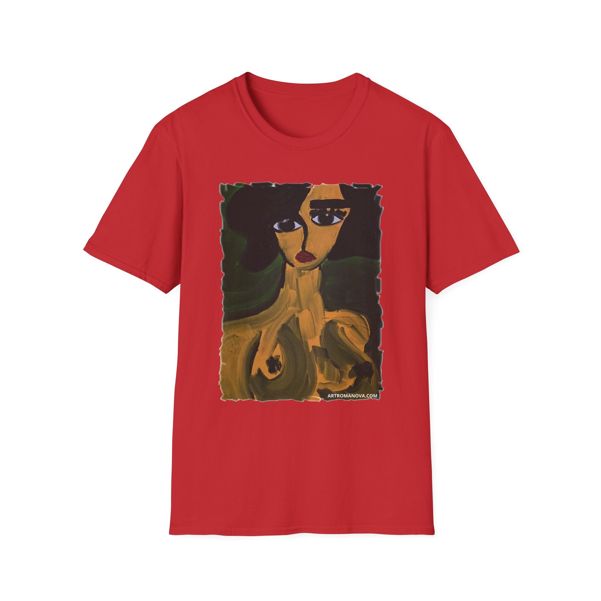 T-shirt Portrait de Femme Nue | Peinture Artistique Moderne, T-shirt Beaux-Arts, Impression Portrait de Nu Élégante, Peint à la Main, Style Galerie